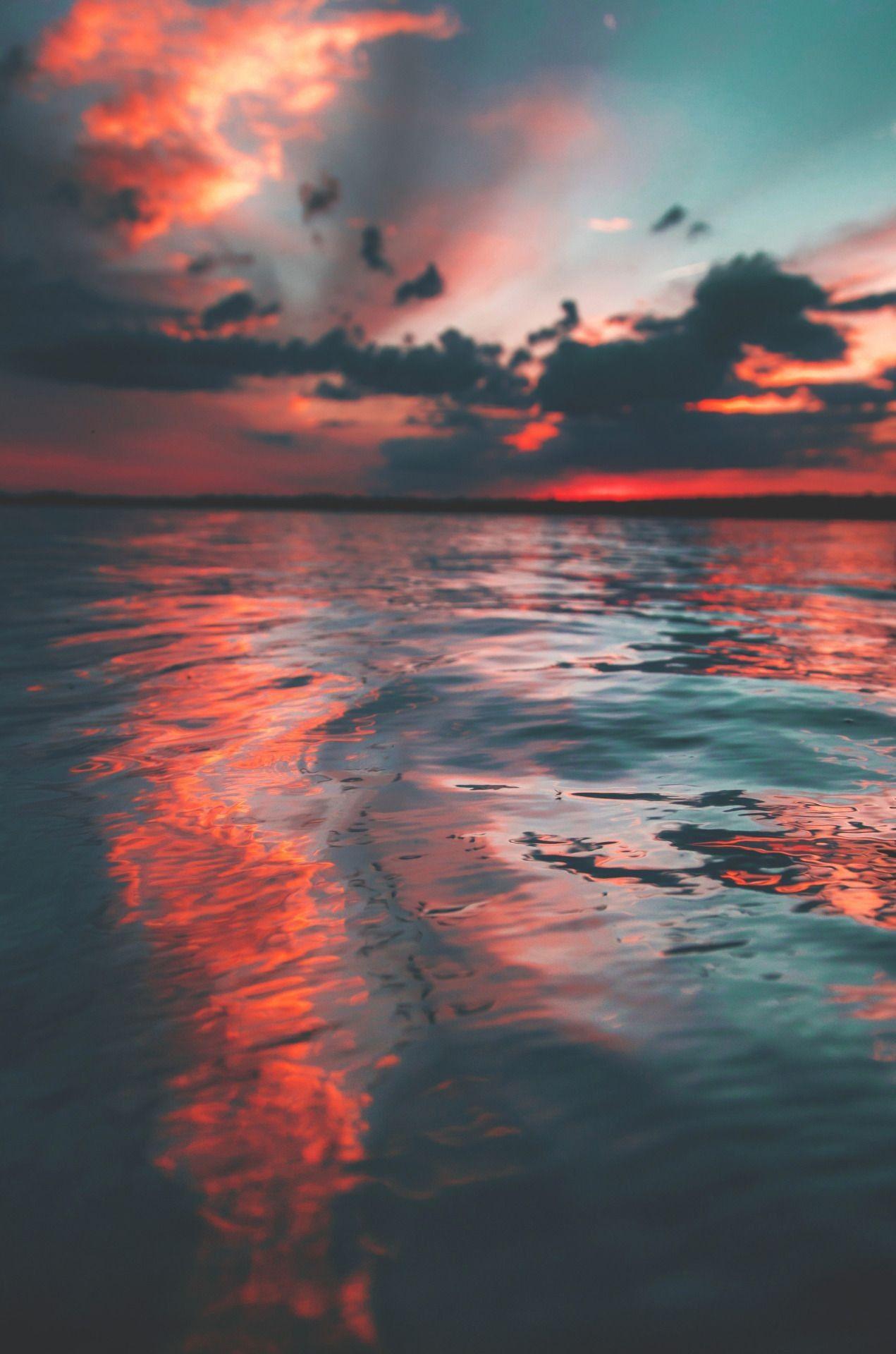1271x1920 Sunrise Glorious Ocean Red Sunset Hình nền sống HD - Thẩm mỹ