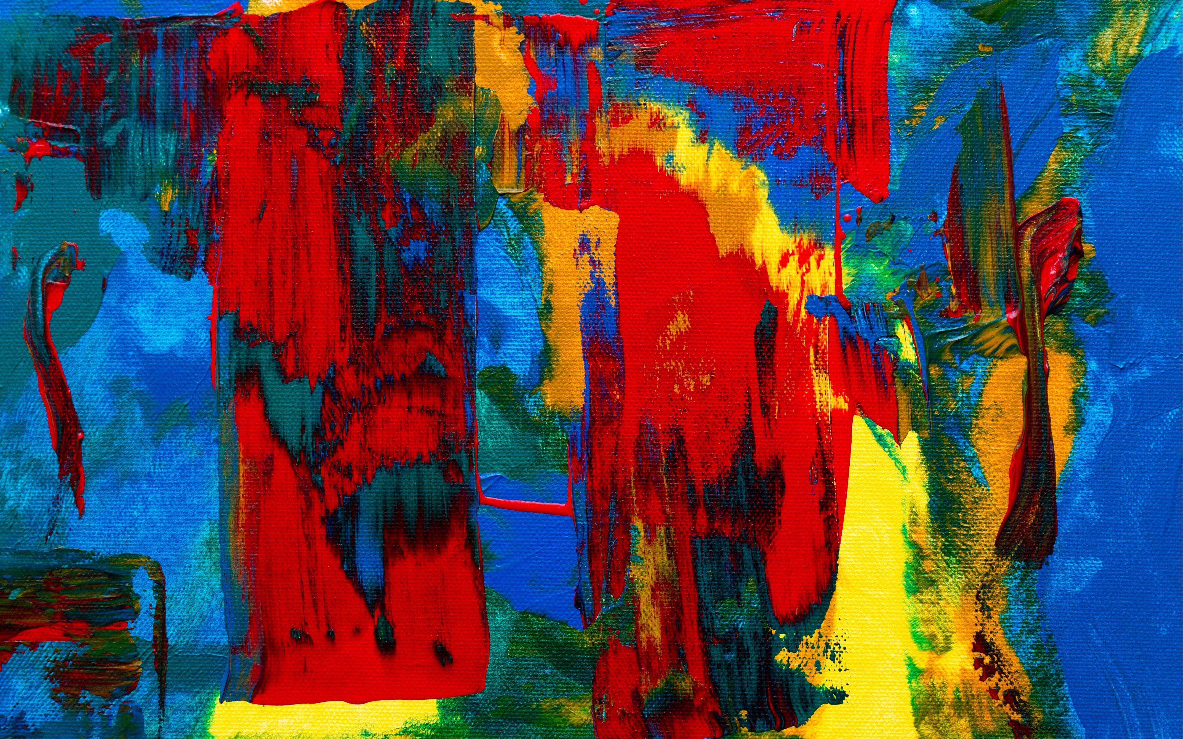 3840x2400 Download wallpaper 3840x2400 paint, canvas, stains, acrylic, red