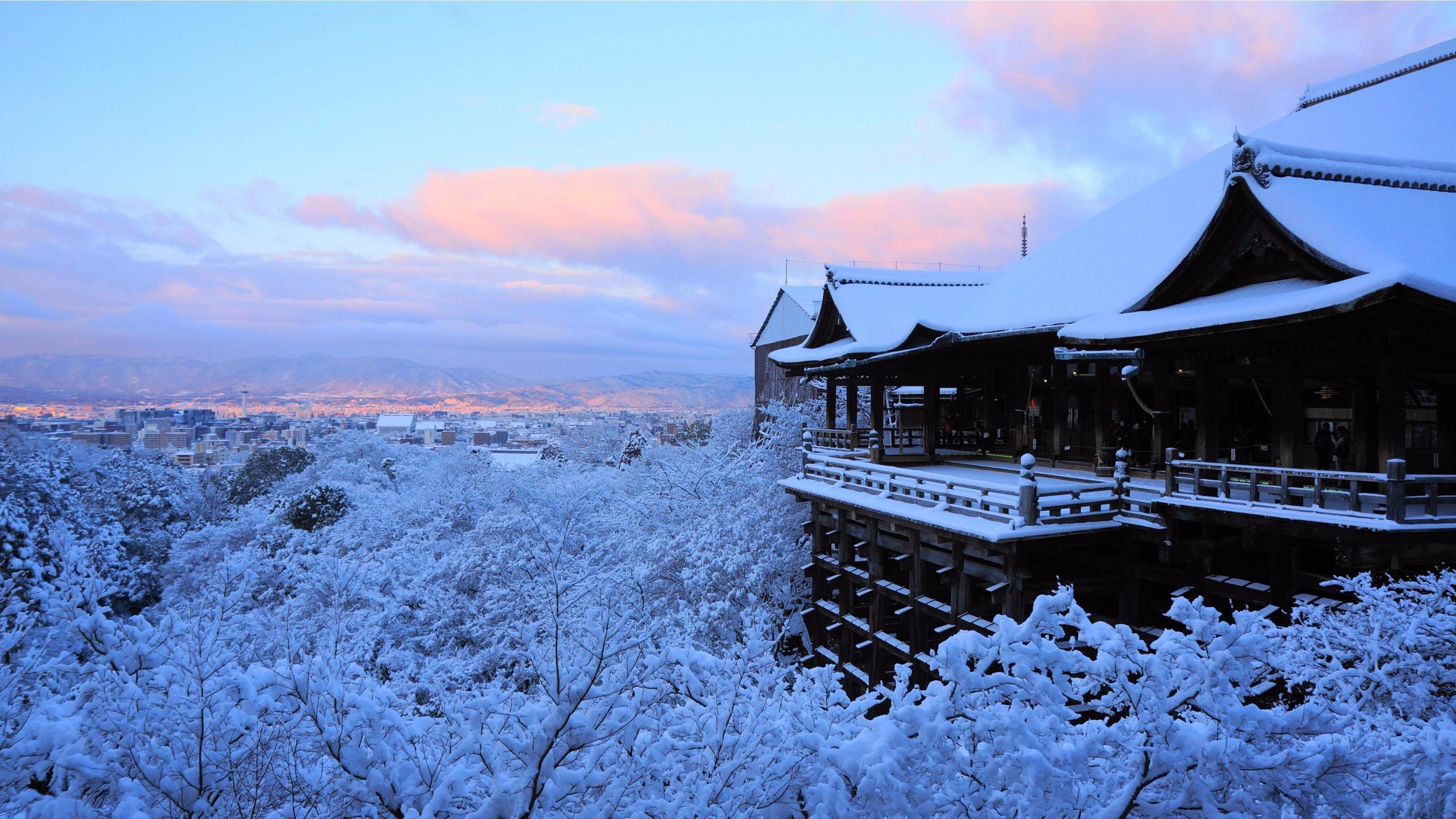 3840x2160 Hình nền 4K tuyệt vời mùa đông 2016 Kyoto, Nhật Bản.  4K miễn phí