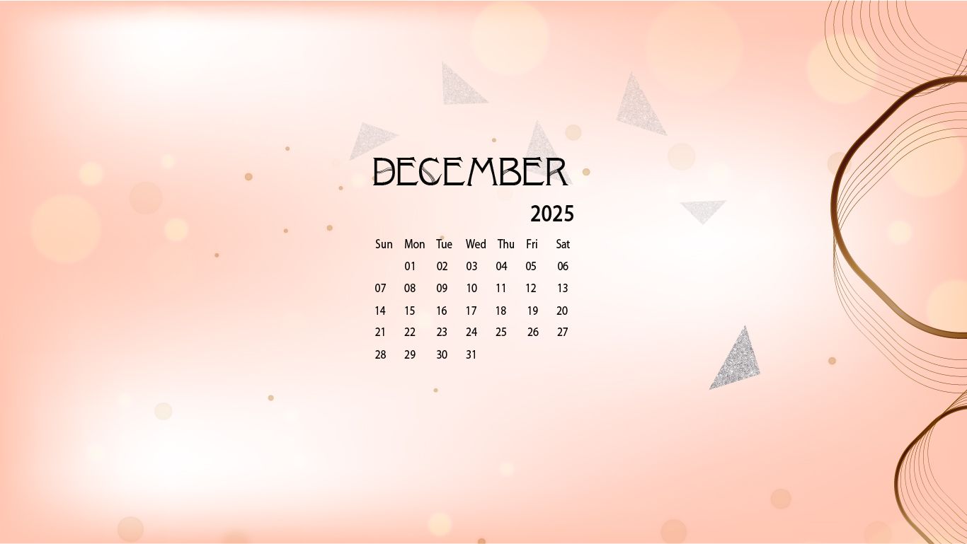 1366x769 December 2025 Desktop Wallpaper Calendar