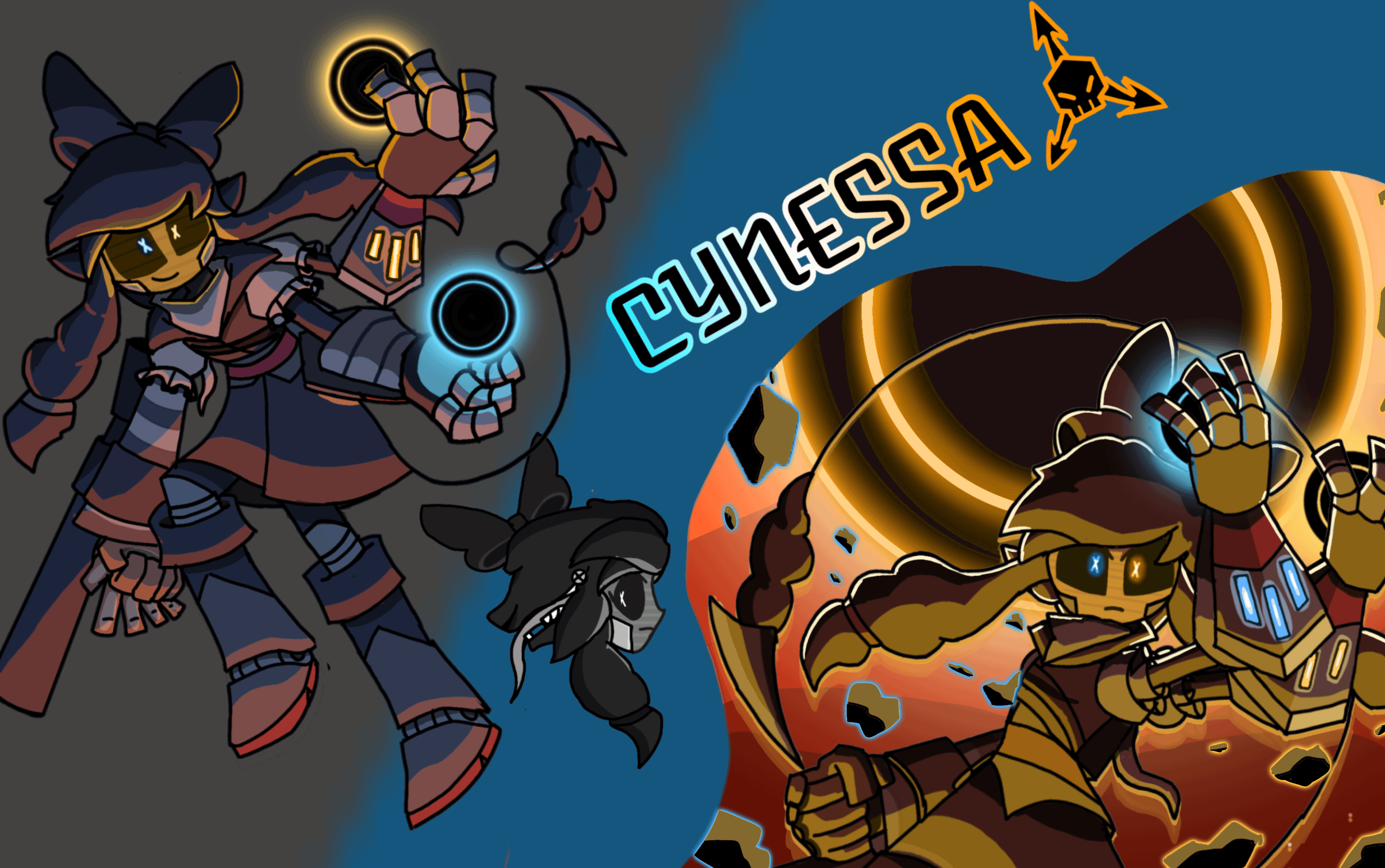 3000x1882 Cynessa but Cyn is organic and Tessa's the robot (FLESH AND STEEL)