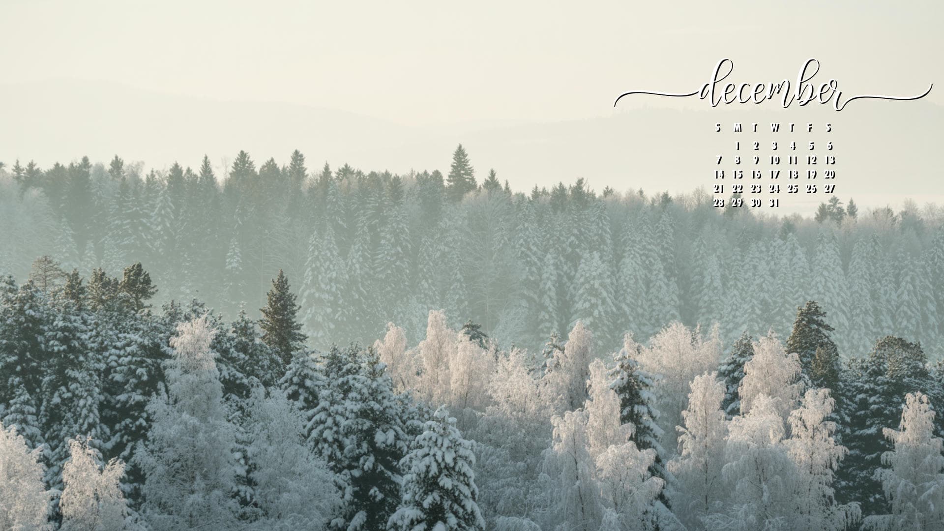 1920x1080 Free December 2025 Calendar Wallpaper for Phone and Desktop