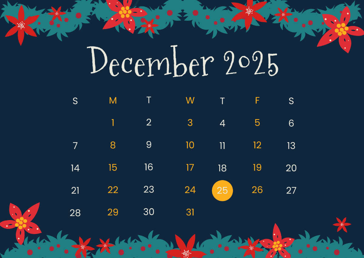 1200x851 Free Creative Floral December 2025 Calendar Template to Edit Online