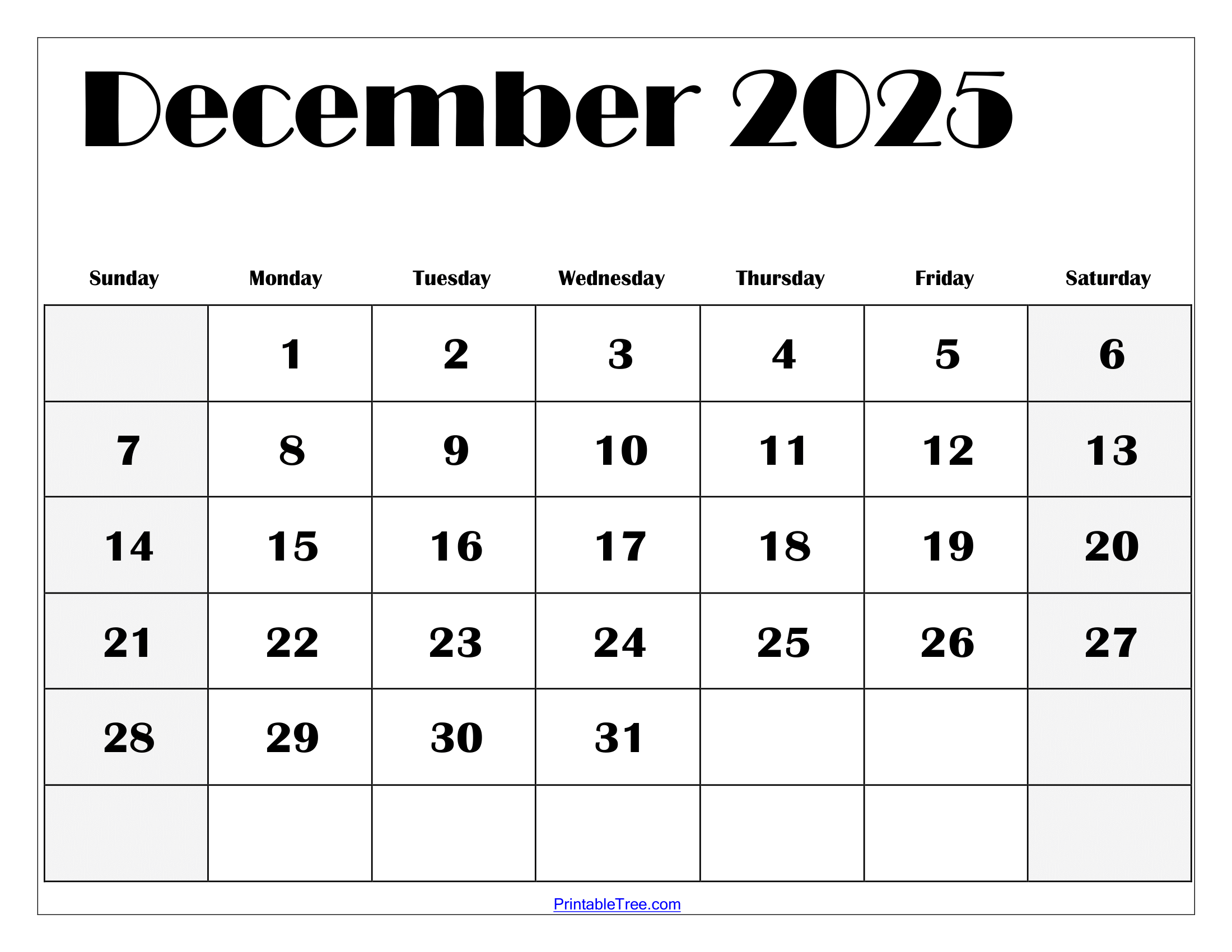 2200x1700 December 2025 Calendar Printable PDF Template with Holidays