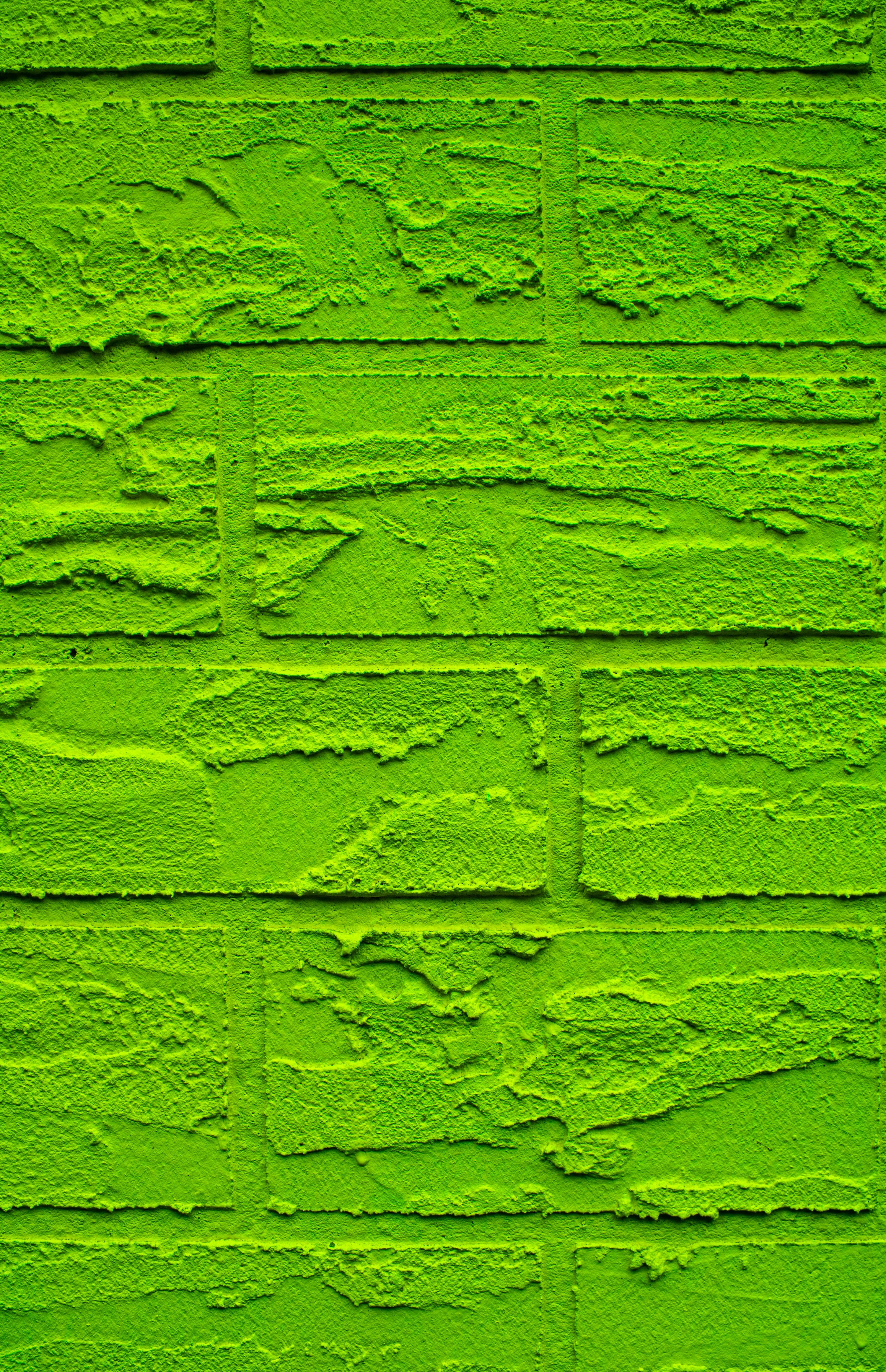 3000x4645 Bright green brick wall texture. photo