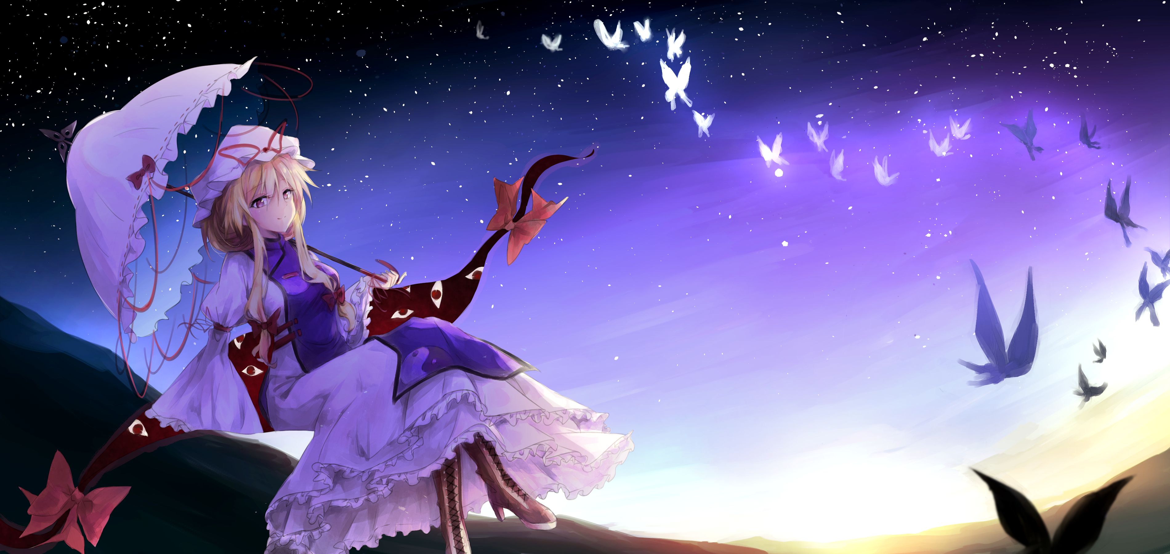 3800x1800 Yukari Yakumo: Mystical Touhou Anime HD Wallpaper by ＼絶望的人生／
