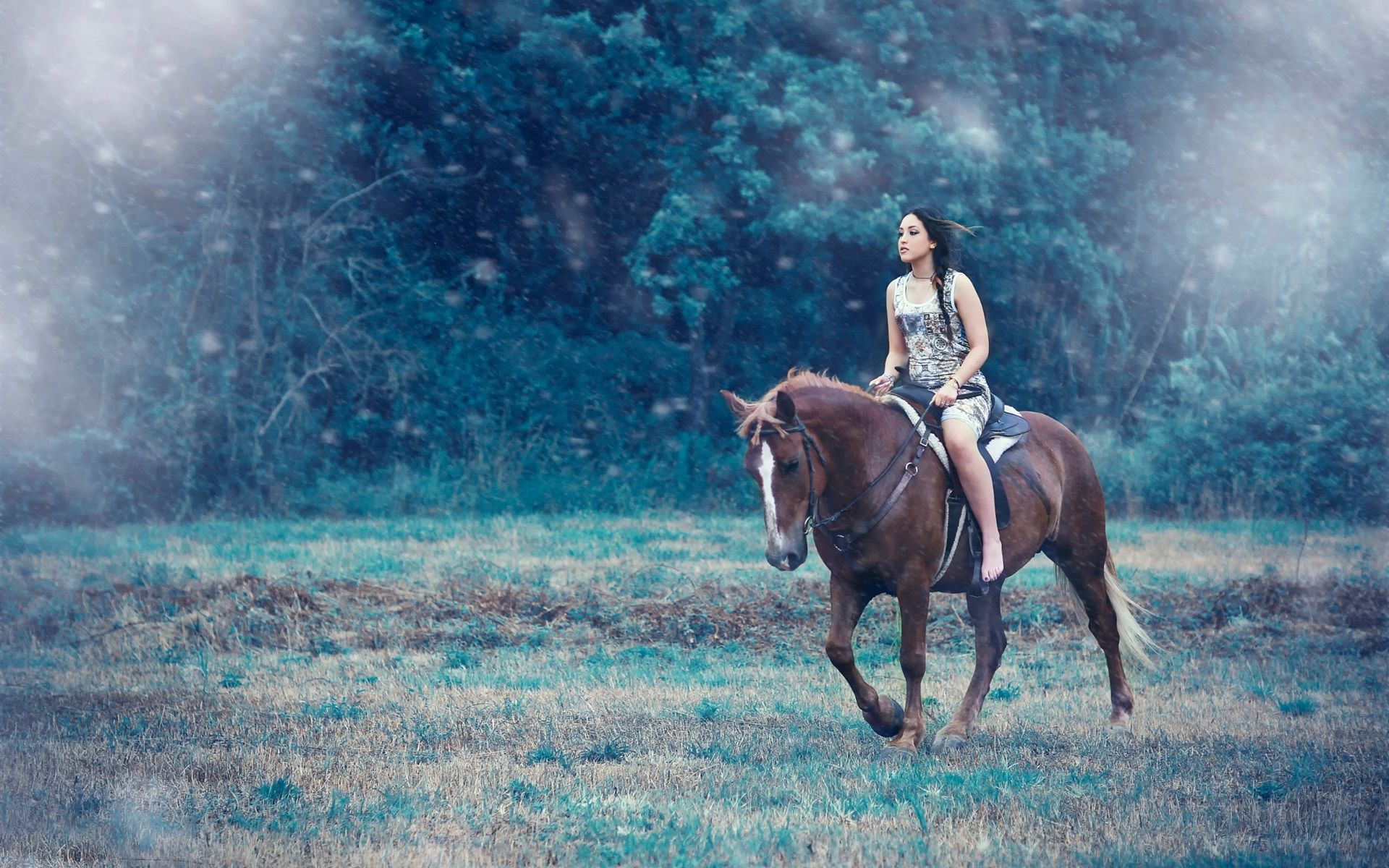 1920x1200 Girls Riding Horse Wallpaper