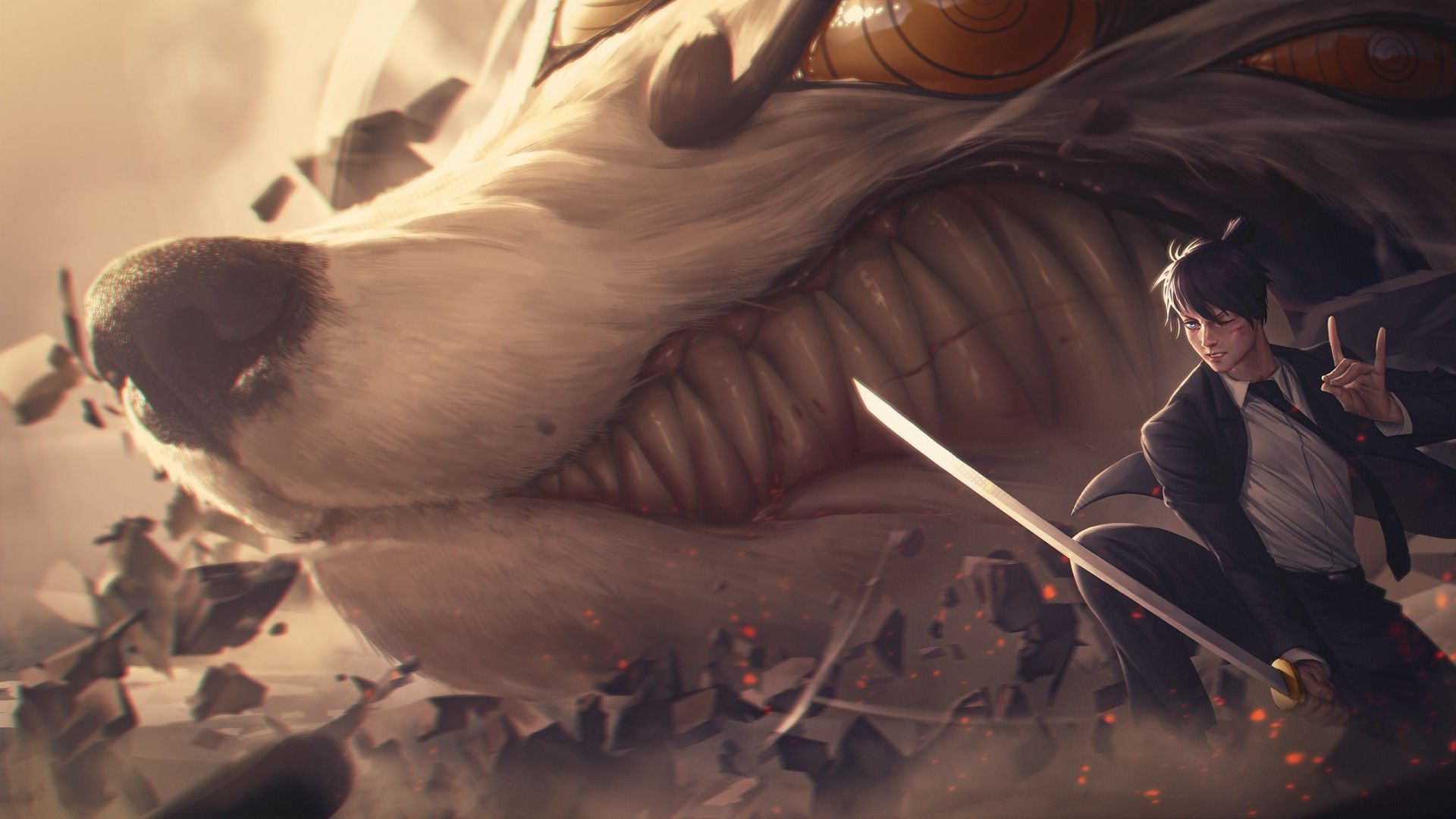 1920x1080 Aki Hayakawa With Sword HD Chainsaw Man Wallpaper
