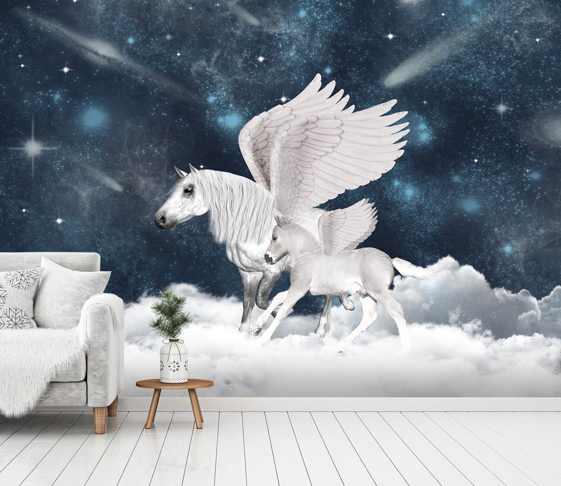 1846x1600 3D Mystical Pegasus Animal L732 Removable Wallpaper Self Adhesive Wallpaper Extra Large Peel & Stick Wallpaper Mural Ajstoreart