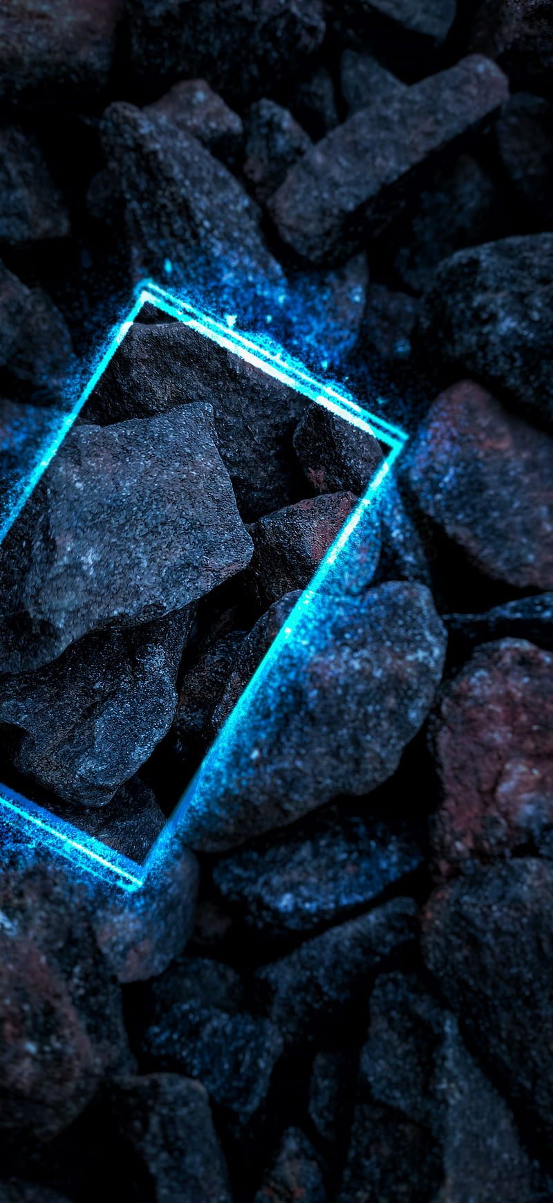 800x1739 Neon blue, trending, blue rocks, blur, rectangle, pebbles, blue neon, HD phone wallpaper
