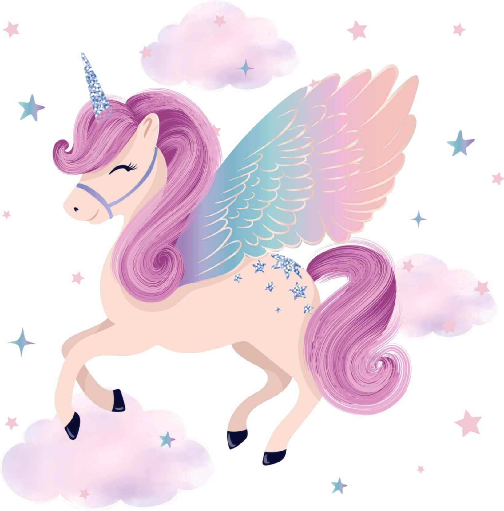 1639x1664 Dreamy Pastel Pegasus Wallpaper Mural®