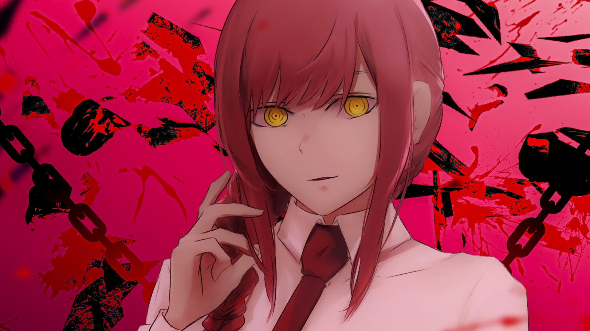 1920x1080 Yellow Eyes Makima HD Chainsaw Man Wallpaper