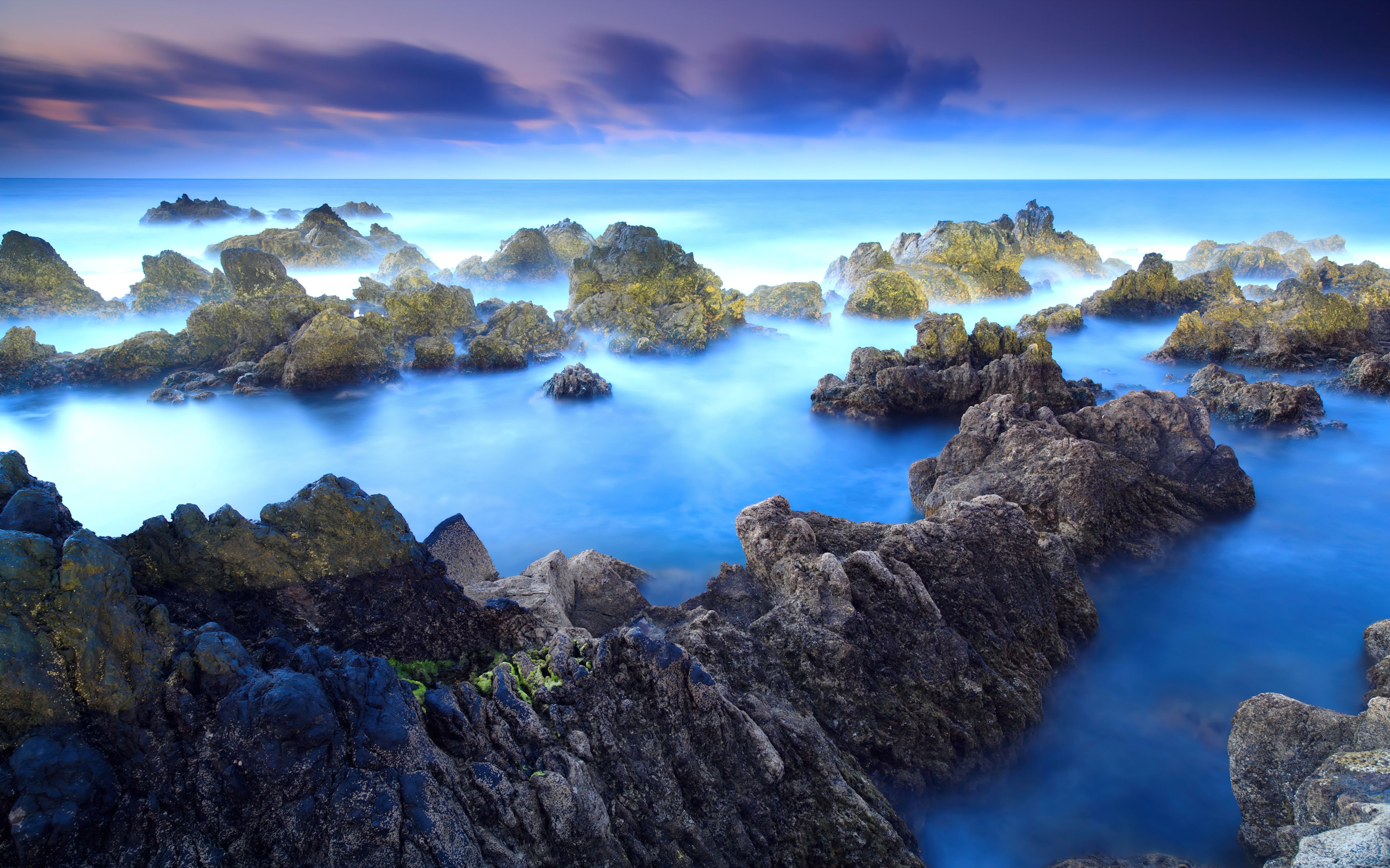 3840x2400 Rocky shore Wallpaper 4K, Porto Moniz, Aesthetic, Fog
