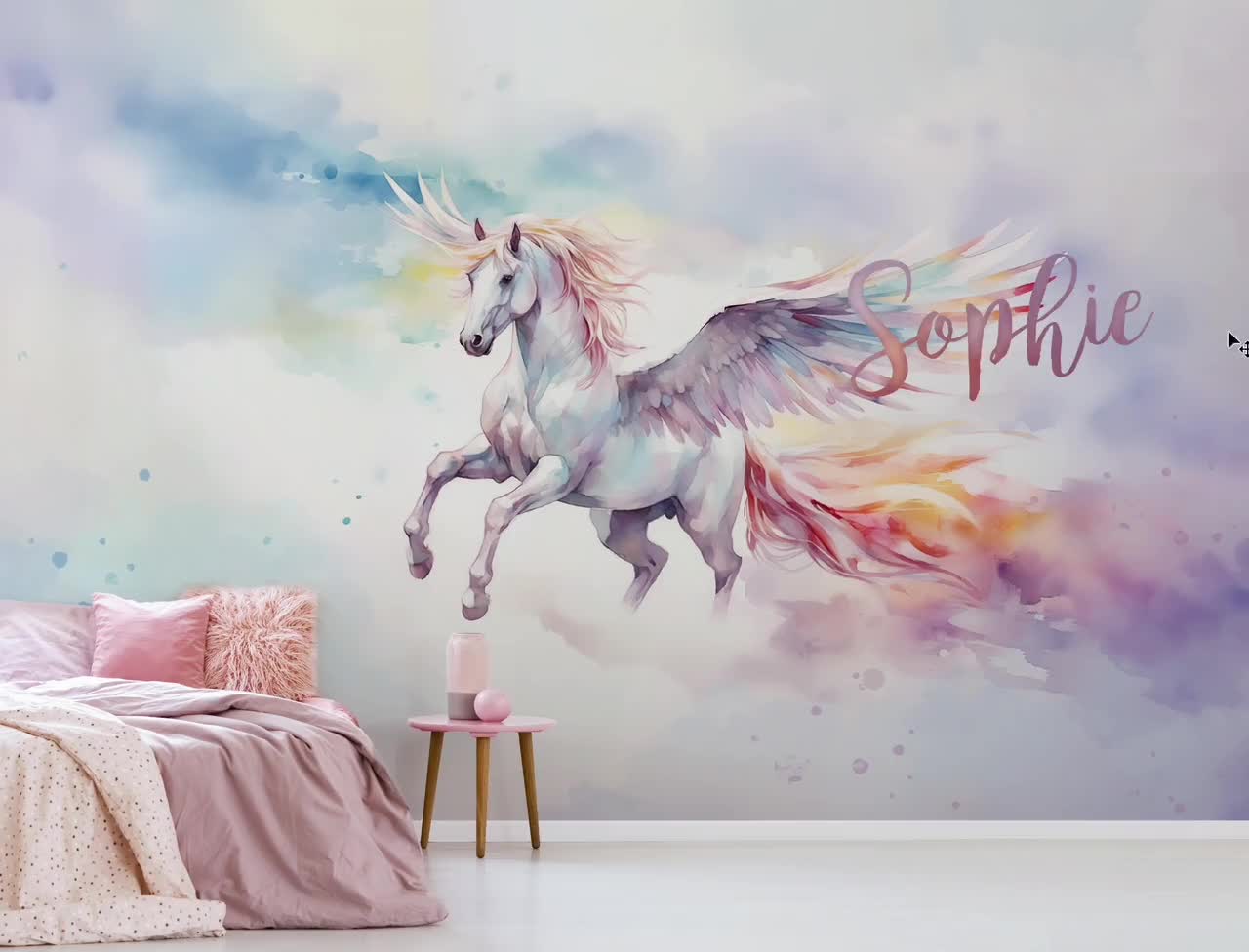 1280x976 Buy Pegasus Horse Wallpaper. Personalized Wallpaper Pastel Rainbow Girls Nursery. Wallpaper With Name Online in India