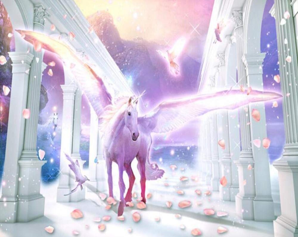 1000x796 European Style Roman Column Flying Unicorn Pegasus Petal Background Photo Wallpaper 3D Wallpaper Mural, 150 × 105 cm : Amazon.de: DIY & Tools