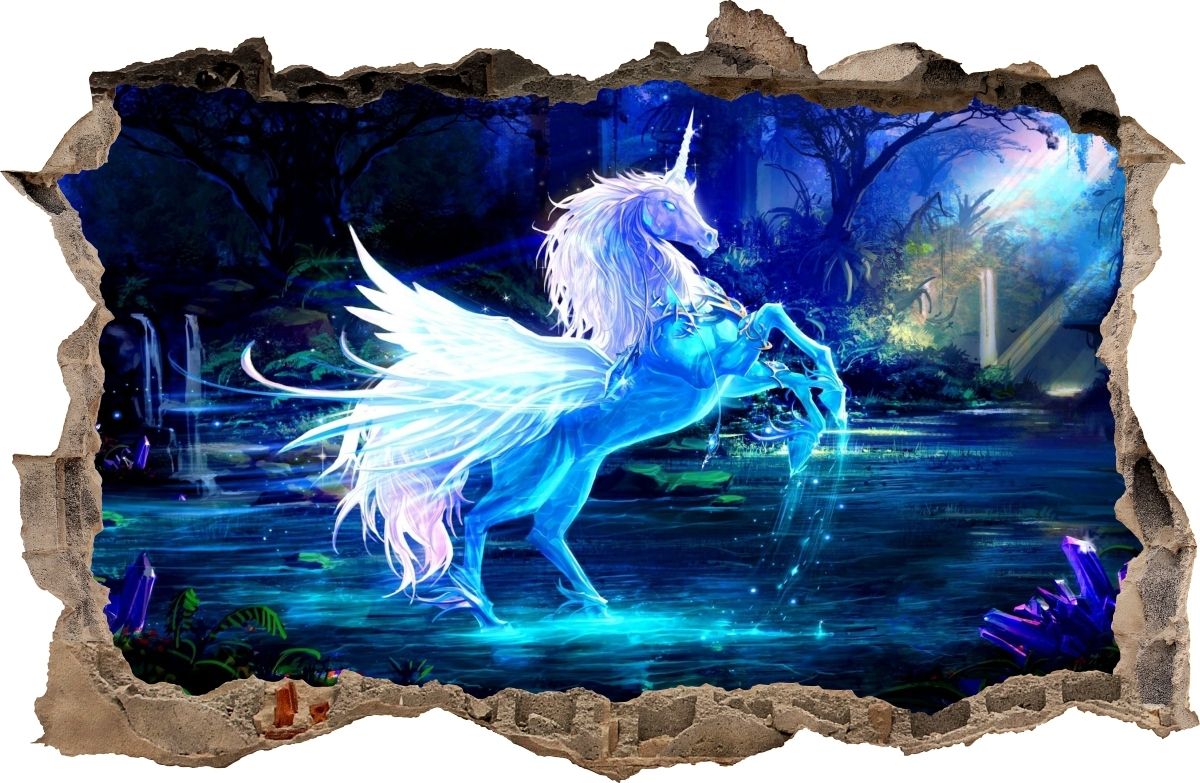 1200x783 WALL STICKERS HOLE IN THE WALL PEGASUS UNICORN sticker to the room