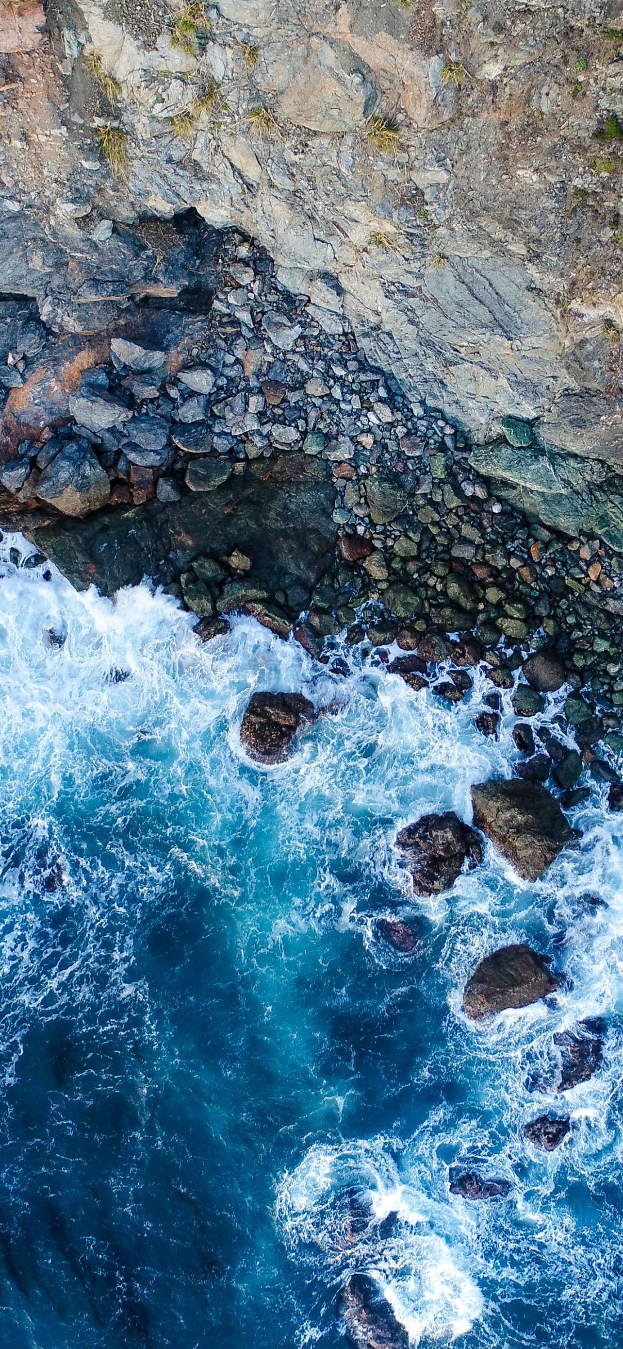 1284x2778 Rocky Coast Big Sur Aerial View Beach Blue Waves Long