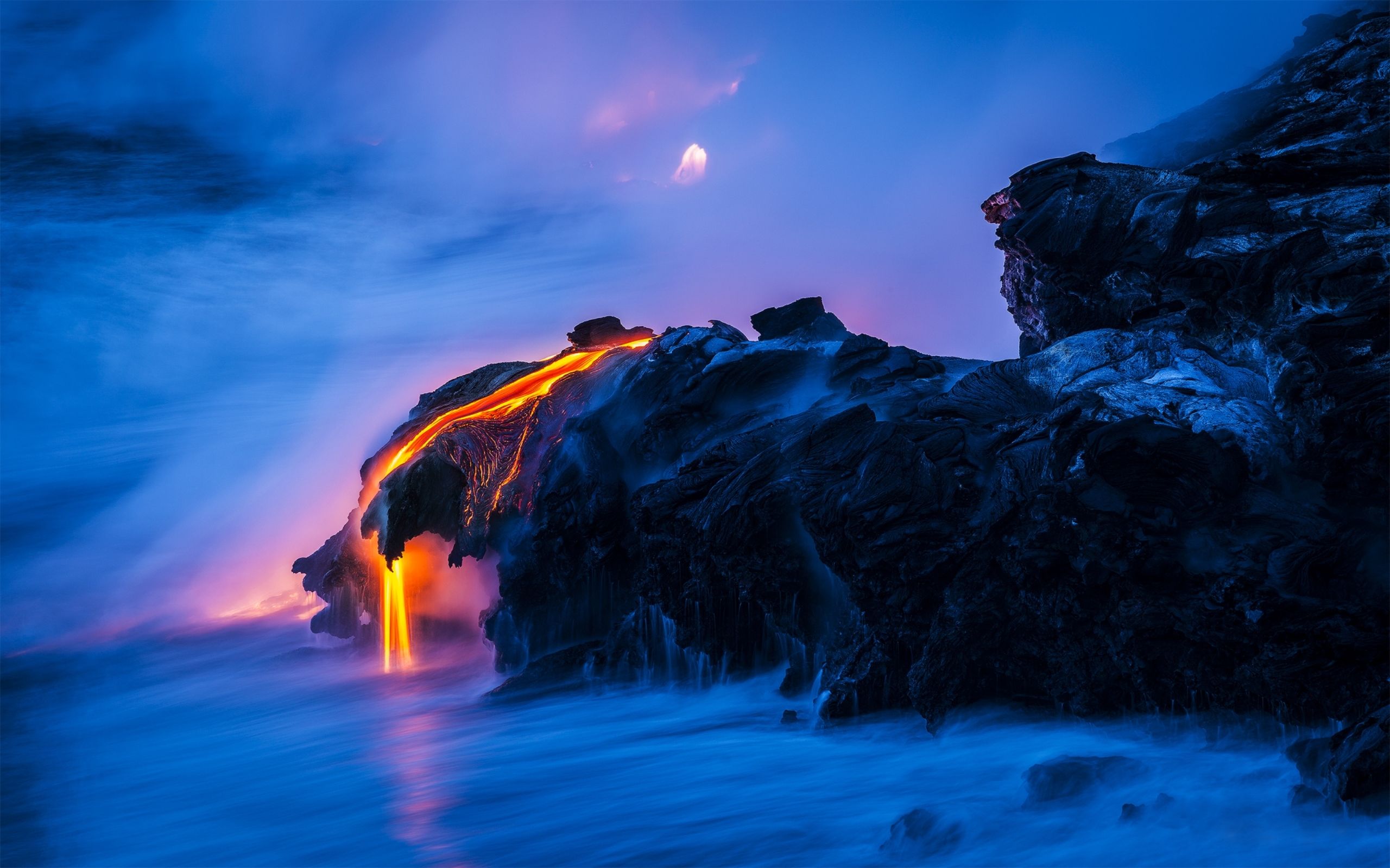 2560x1600 Wallpaper Black and White Rock Formation Under Blue Sky, Background Free Image