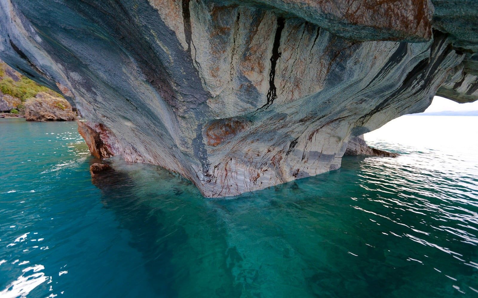 1600x1000 White and blue rock formation, nature, landscape, lake, cave HD wallpaper