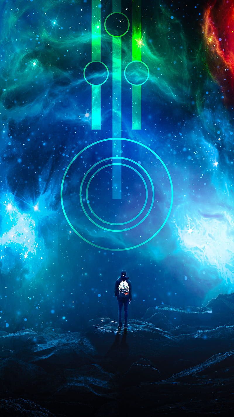 800x1422 Middle Of Nowhere., Magic, alone, boy, galaxy, nebula, nowhere, redxarts, space, HD phone wallpaper