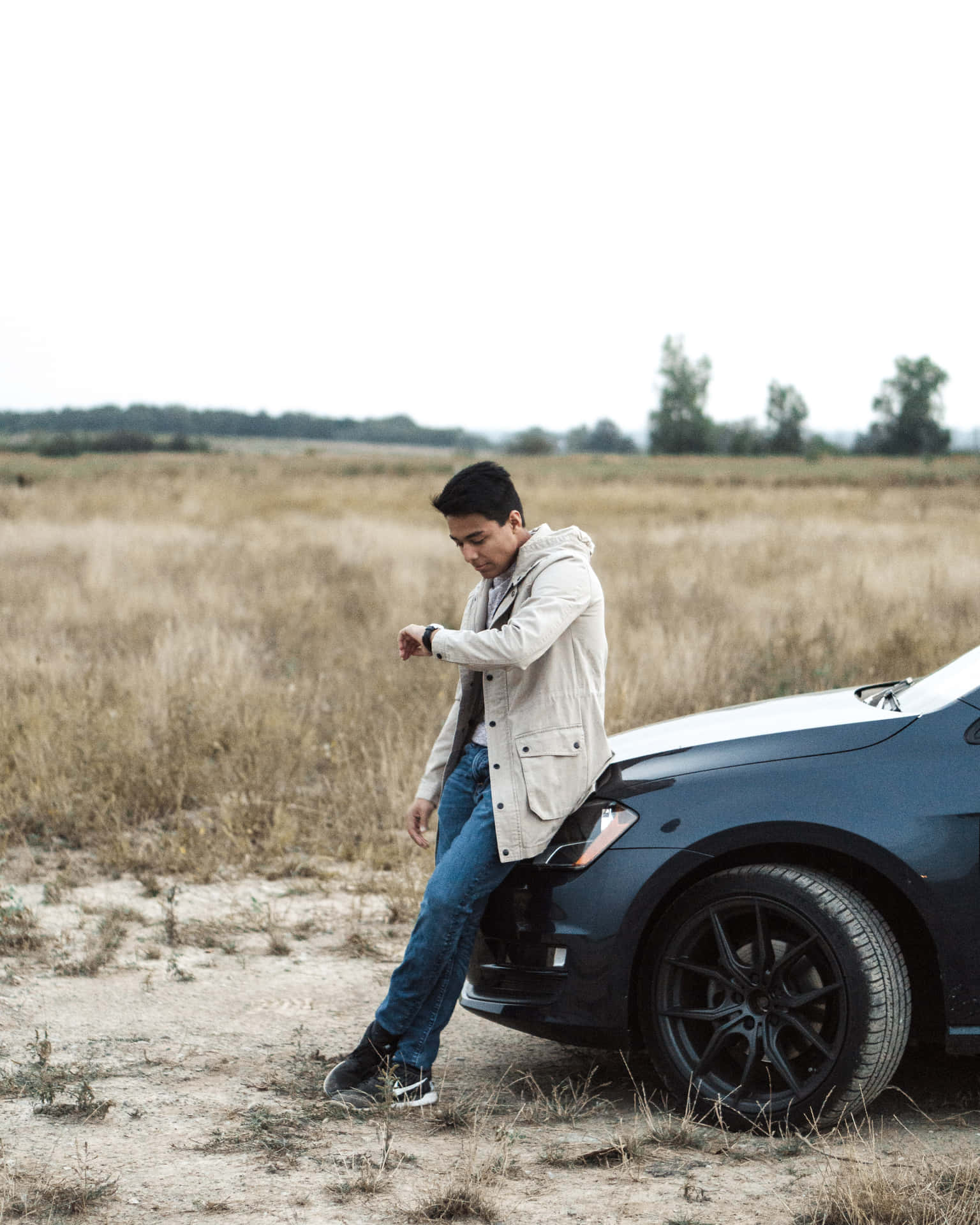 1536x1920 Download Stranded Man In The Middle Of Nowhere Wallpaper