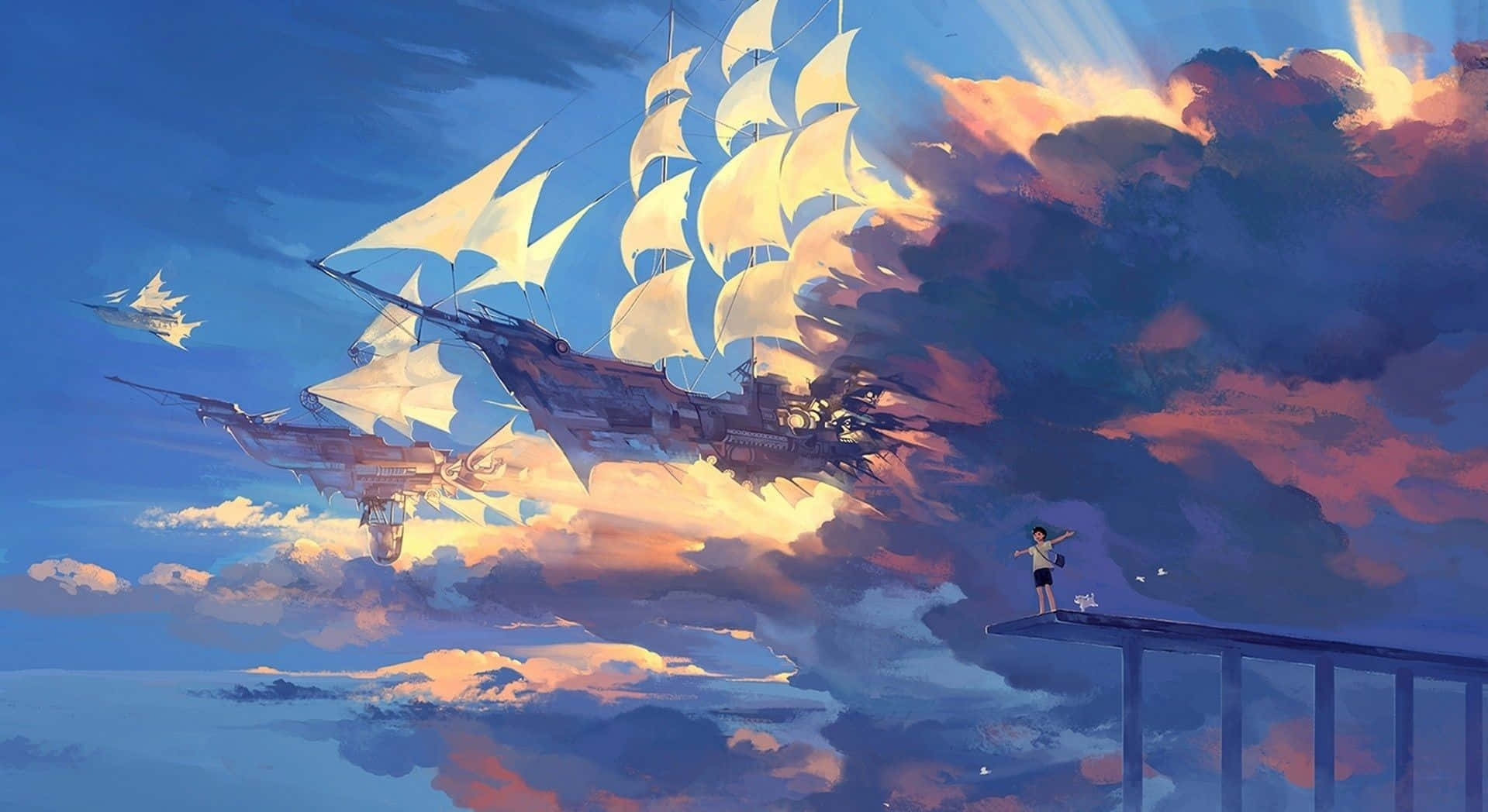 1919x1048 Download A Magical Anime Express Train Spot in The Middle of Nowhere Wallpaper