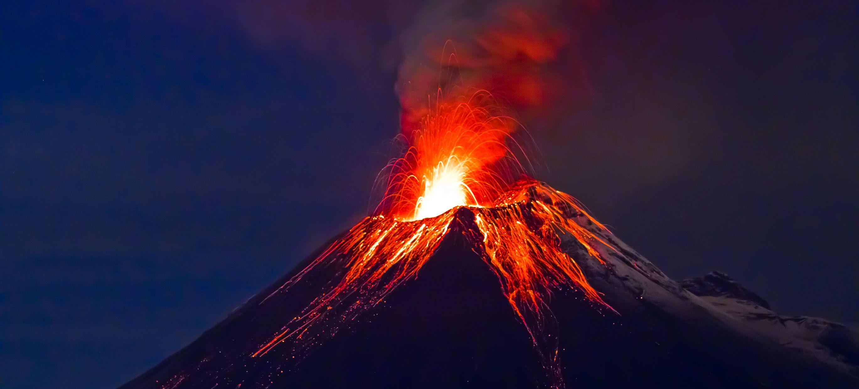 2738x1239 Volcanic Eruption Wallpaper
