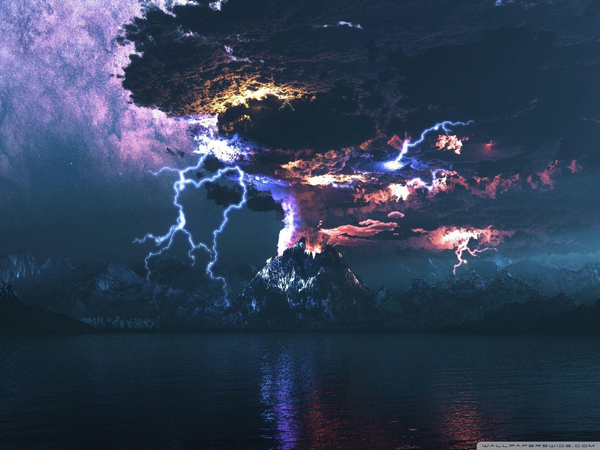 1920x1440 Volcano Eruption Lightning ❤ 4K HD Desktop Wallpaper for 4K Ultra