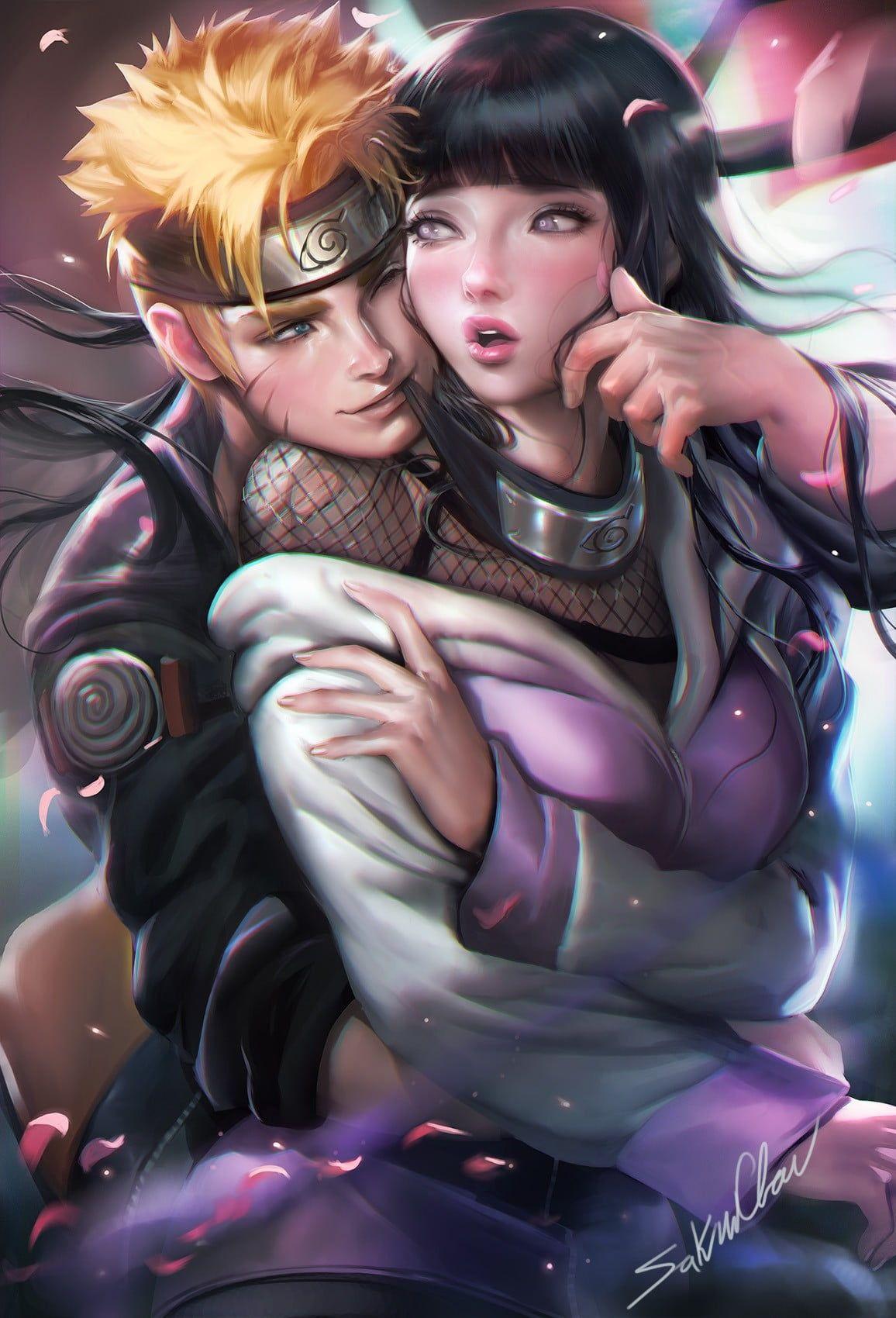 1156x1700 Sakimichan, realistic, Uzumaki Naruto, Hyuuga Hinata HD wallpaper