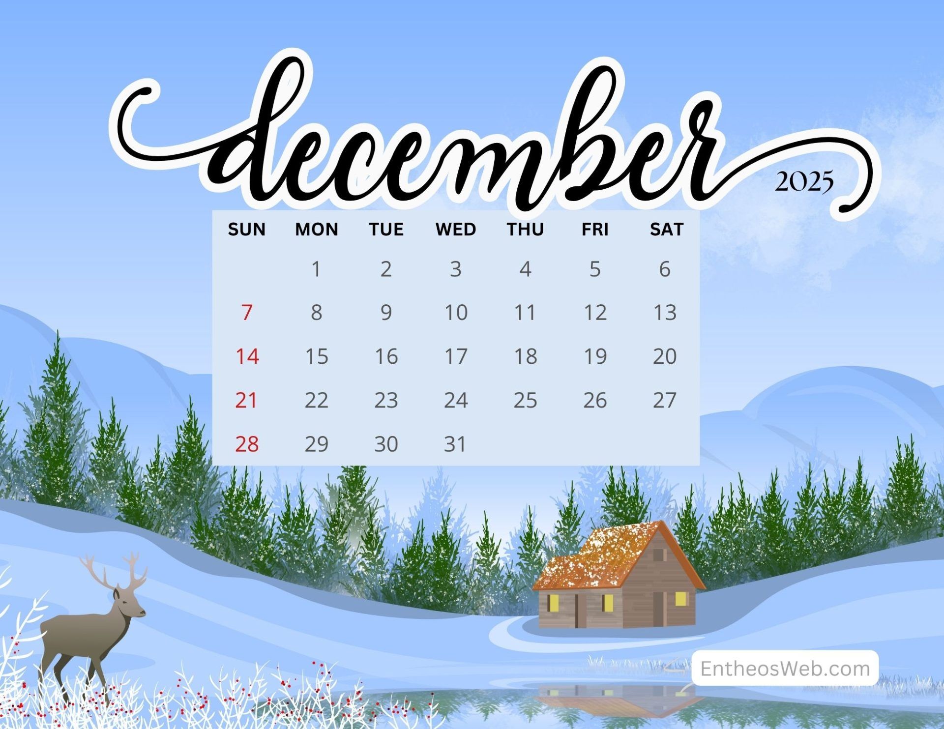 1920x1483 December 2025 Calendar Free PDF Printables