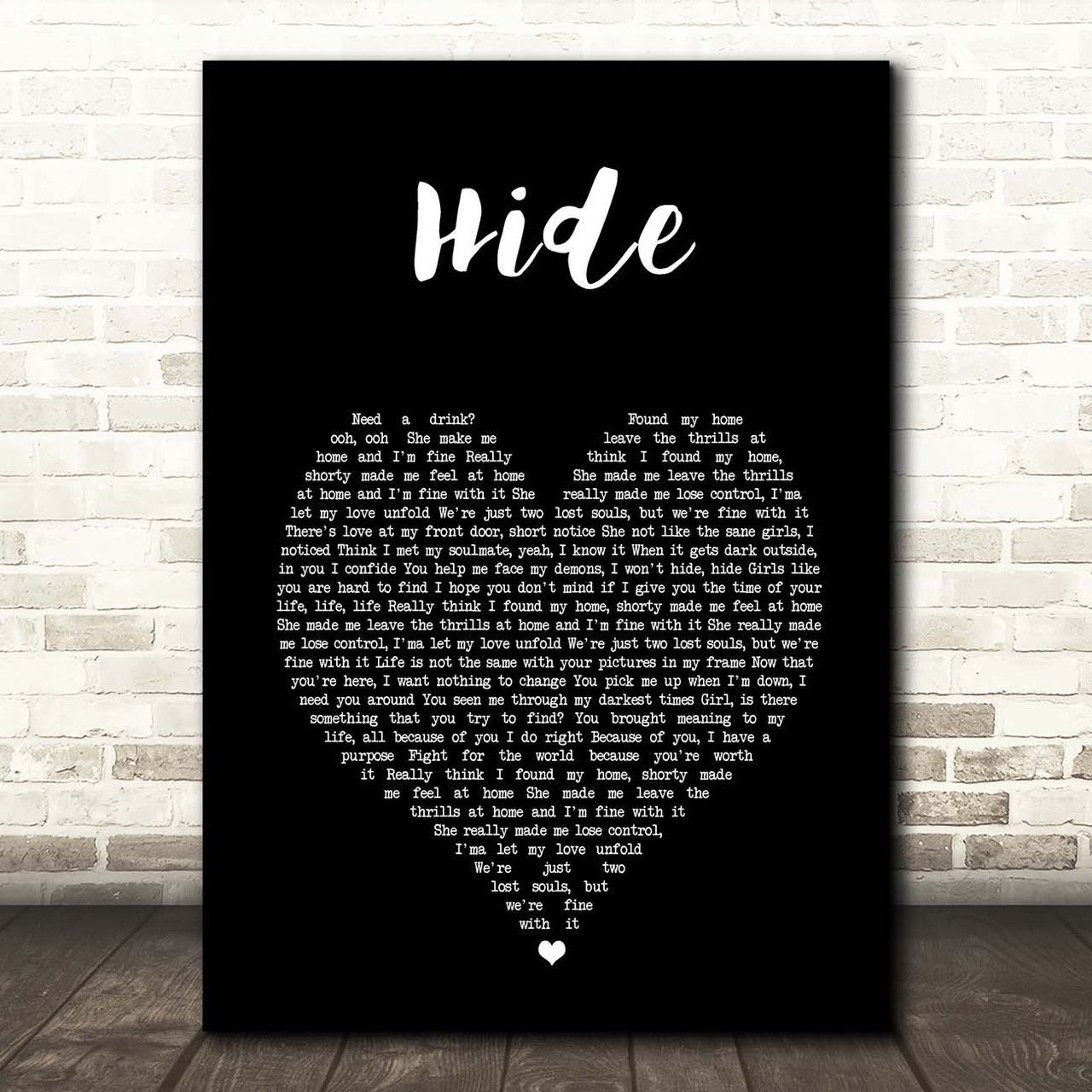 1280x1280 Juice WRLD Hide Black Heart Song Lyric Print Lyric Prints