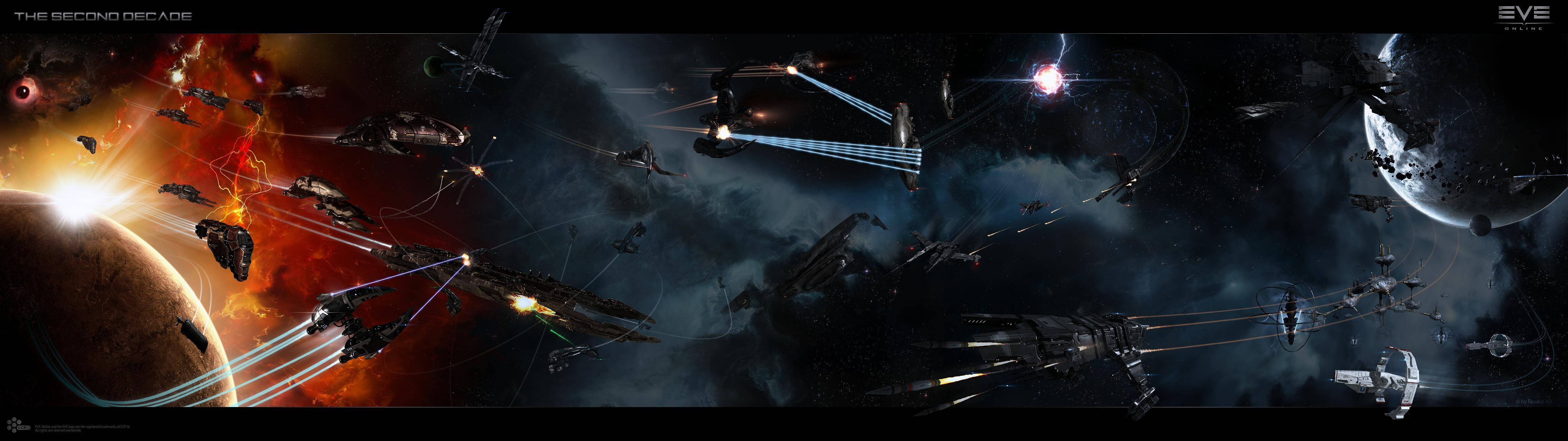 5120x1440 Download 5120x1440 Game Eve Space Battle Wallpaper