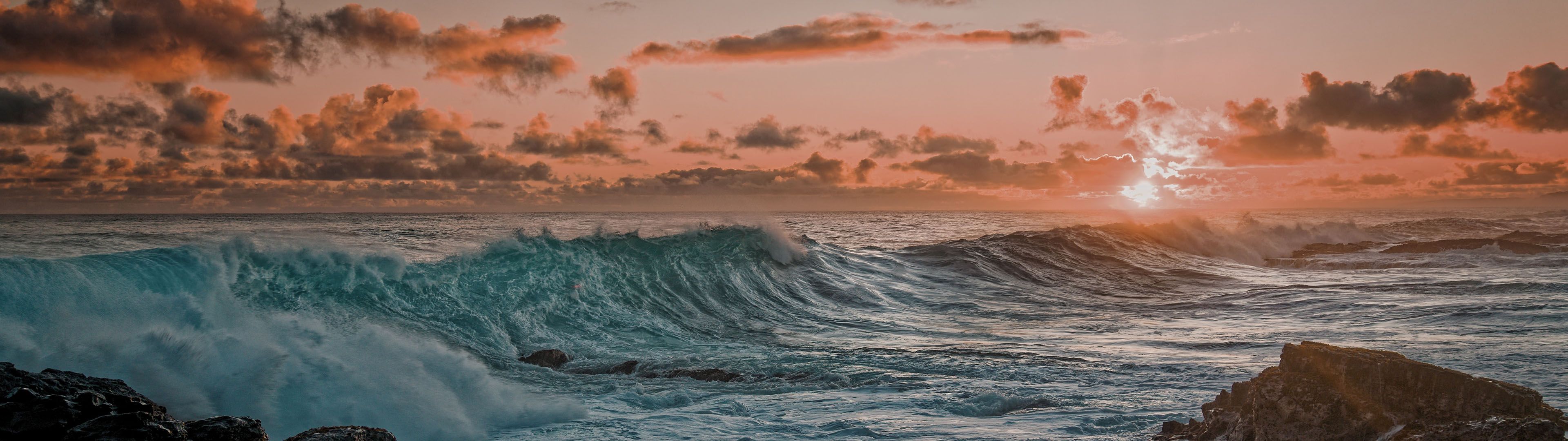 3840x1080 Sunset Ocean