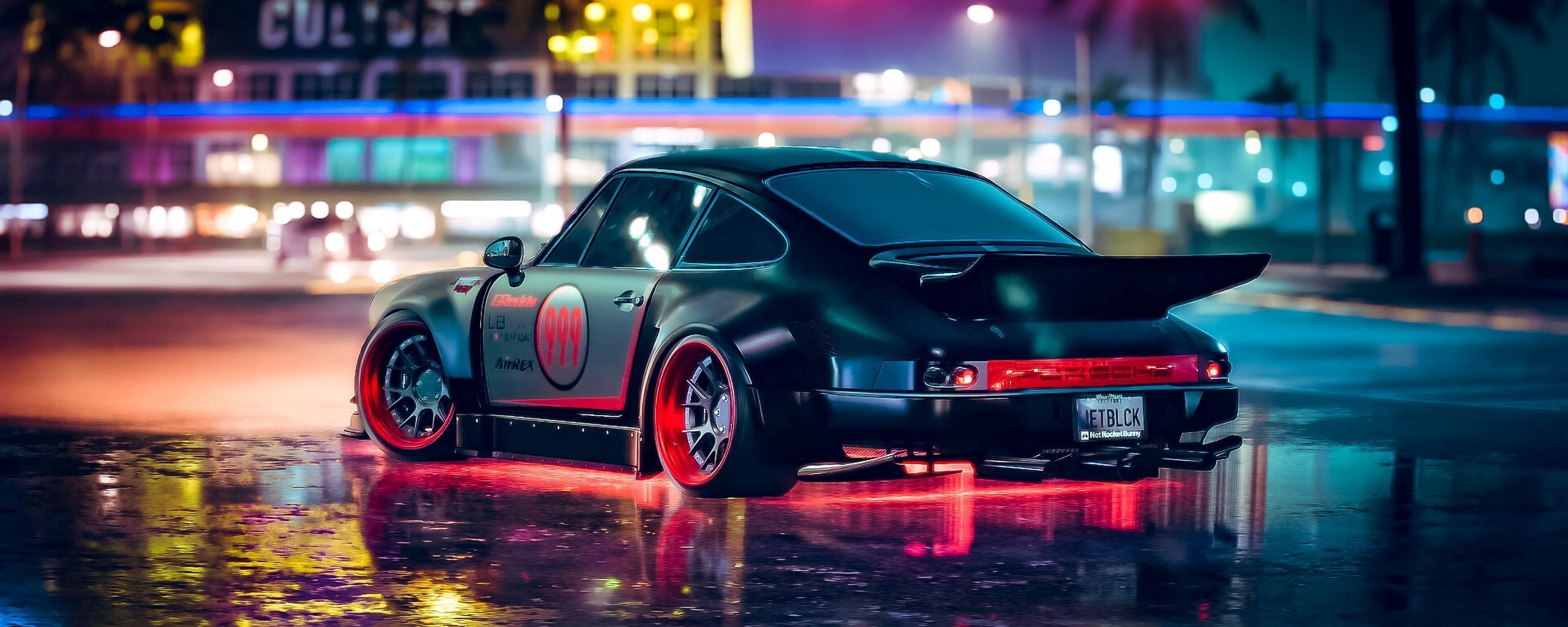 2560x1024 Download wallpaper 2560x1024 car, sports car, neon, backlight, asphalt ultrawide monitor HD background