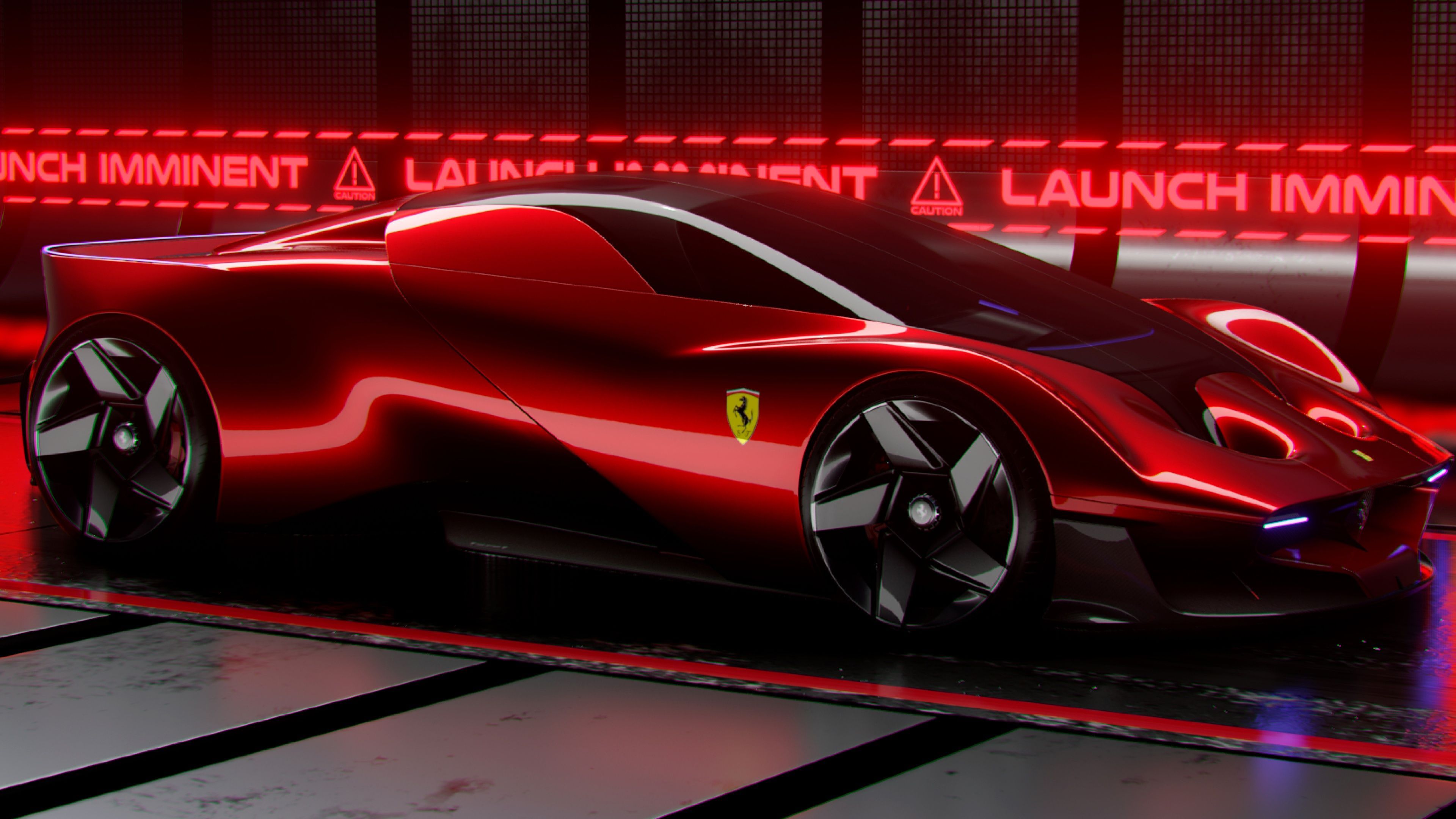 3840x2160 Ferrari Concept Car Wallpaper 4K, Ultrawide, 5K, 8K, Red background