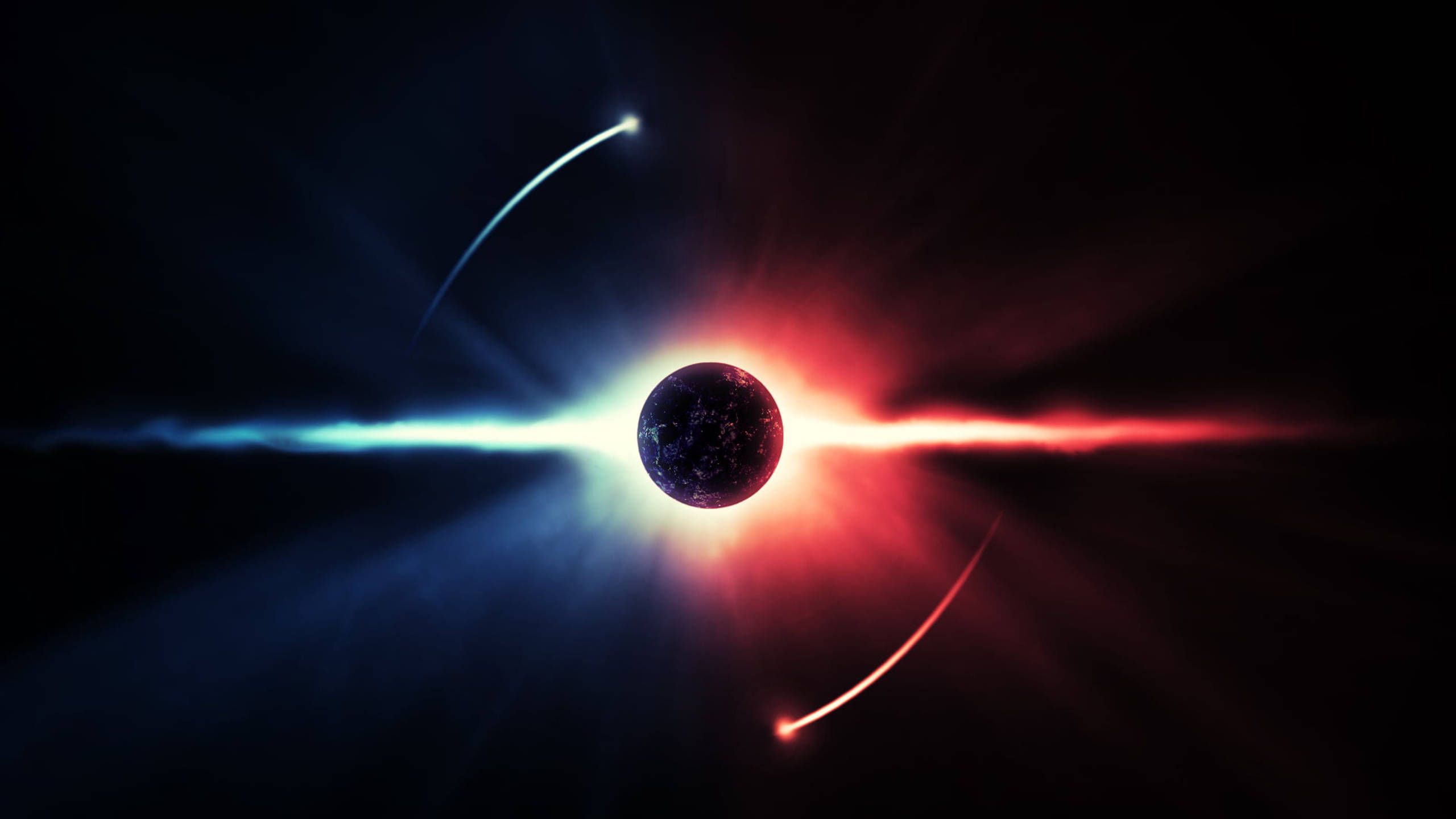 2560x1440 Download Black Galaxy Planet Red Blue Wallpaper