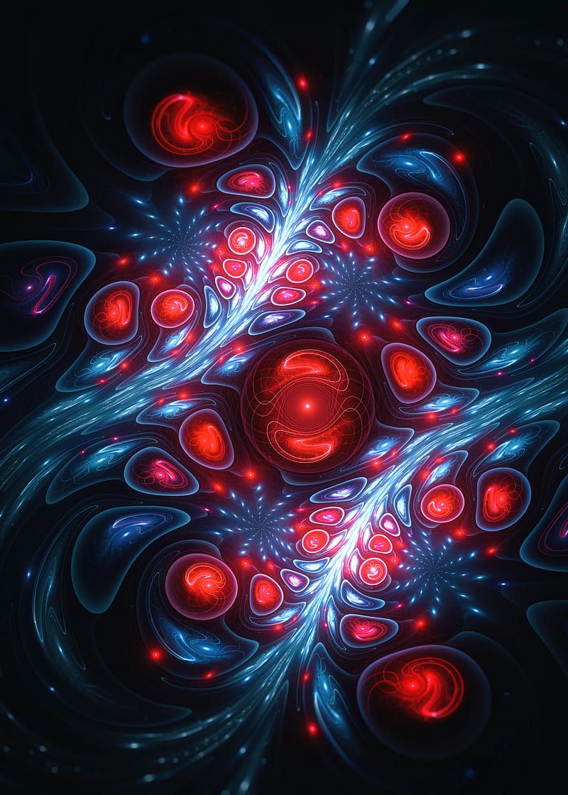 800x1120 Blue Red Fractal Patterns Circles Trippy, HD wallpaper