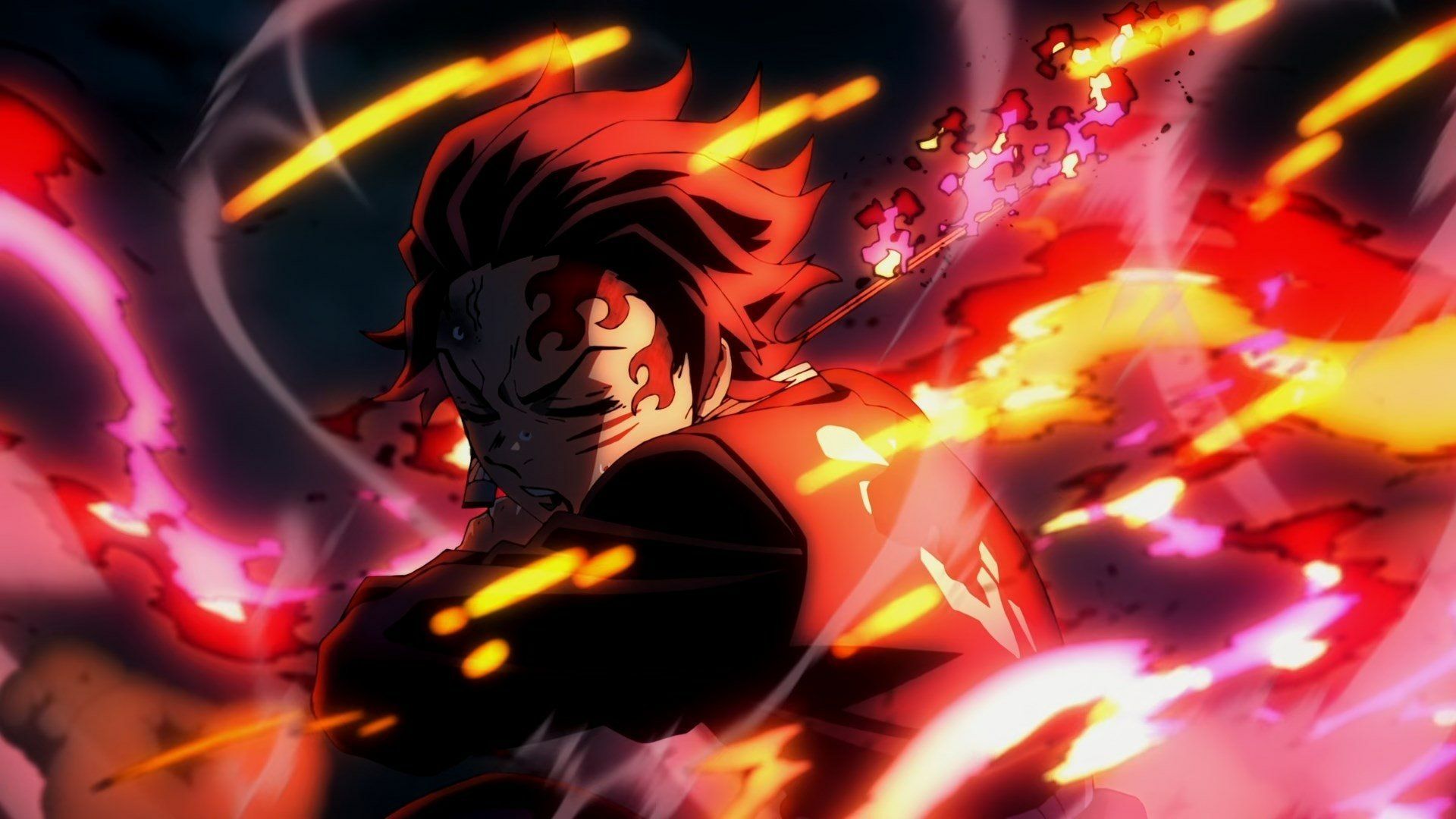 1920x1080 Demon Slayer HD Wallpaper: Fiery Strength
