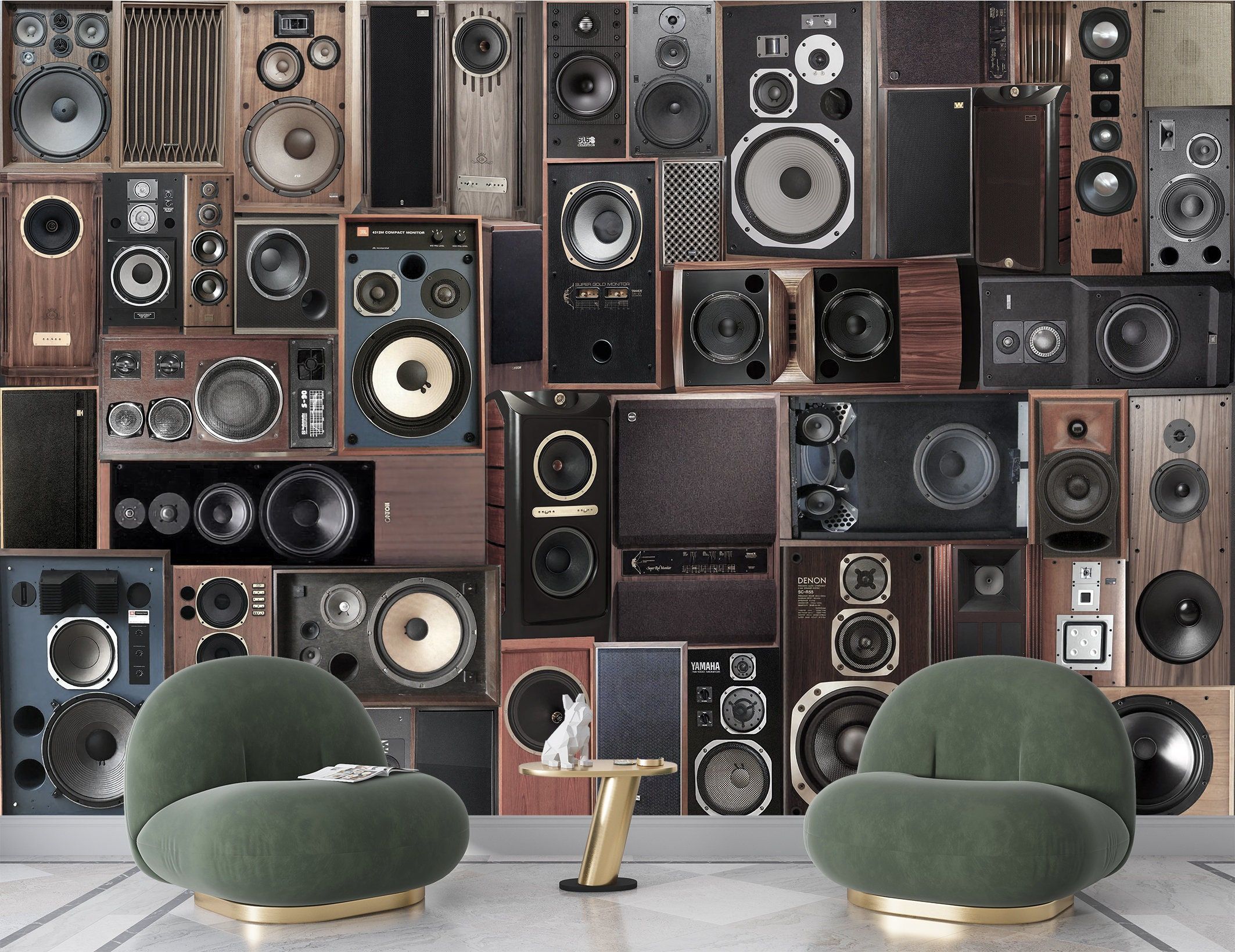 2126x1640 Retro Music Speakers Wallpaper Vinyl Peel and Stick Vintage Stereo System Print Collage of Vintage Music Column Mural Wall Mural Bedroom