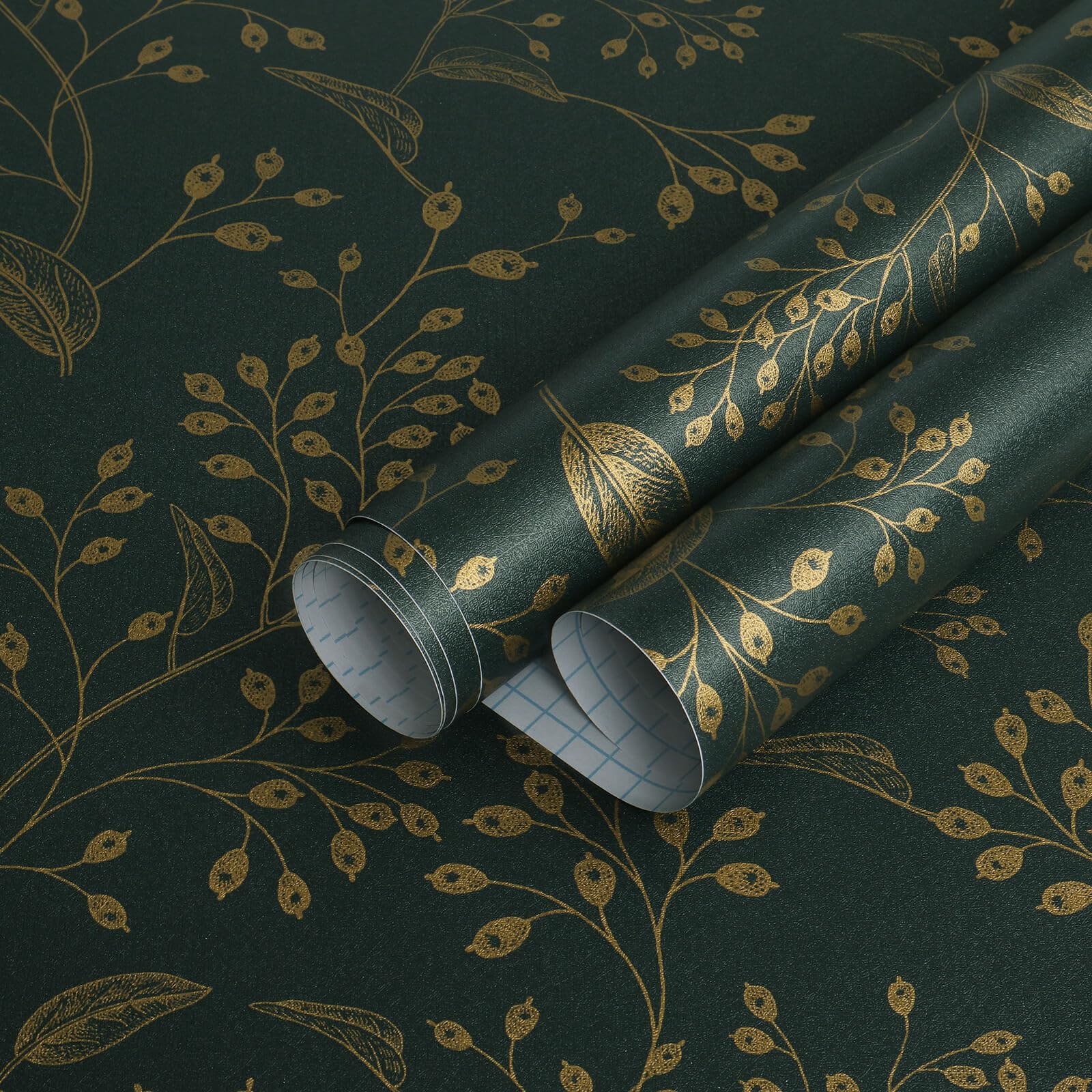 1600x1600 Heroad Peel and Stick Wallpaper Dark Green Contact Paper Gold Floral Wallpaper Modern Boho Removable Contact Paper for Cabinets Drawers Bedroom Self Adhesive Vinyl Papel Tapiz para Pared 118 x 17.3