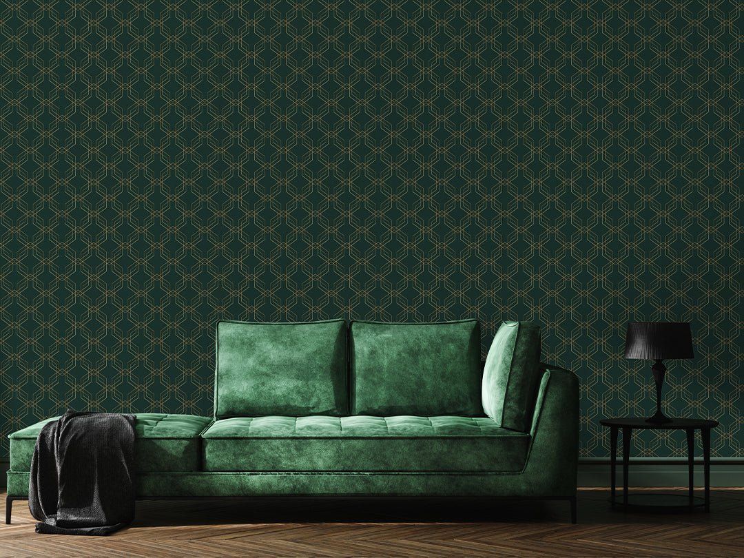 1080x810 Dark Green Gold Effect Art Deco Wallpaper CC325