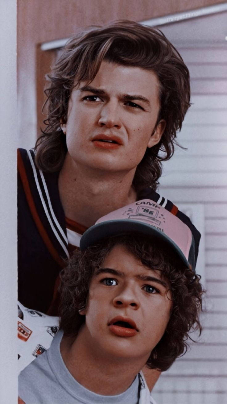 736x1309 Download Stranger Things Cast Steve And Dustin Wallpaper