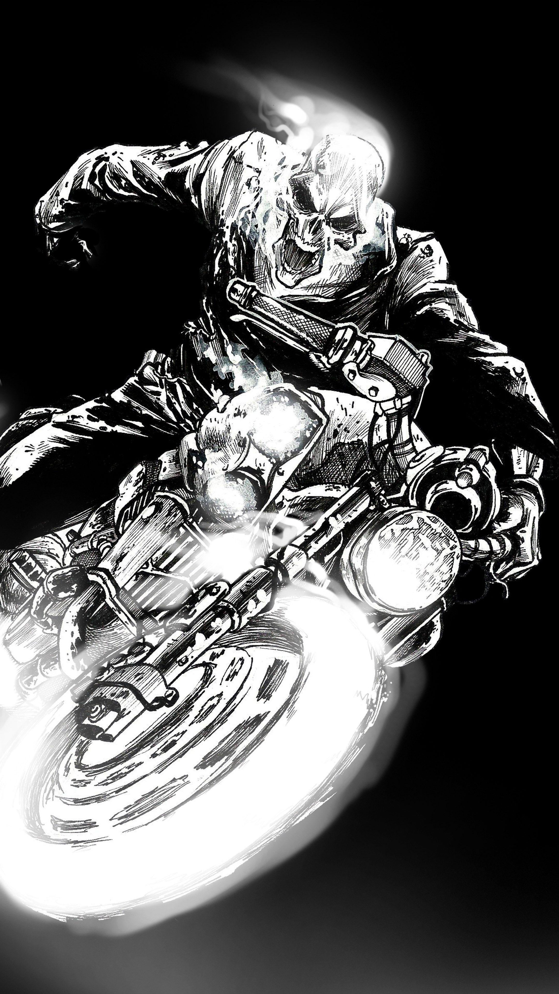 2160x3840 Tác phẩm nghệ thuật Ghost Rider Black Dark Hình nền di động 4K Ultra HD miễn phí