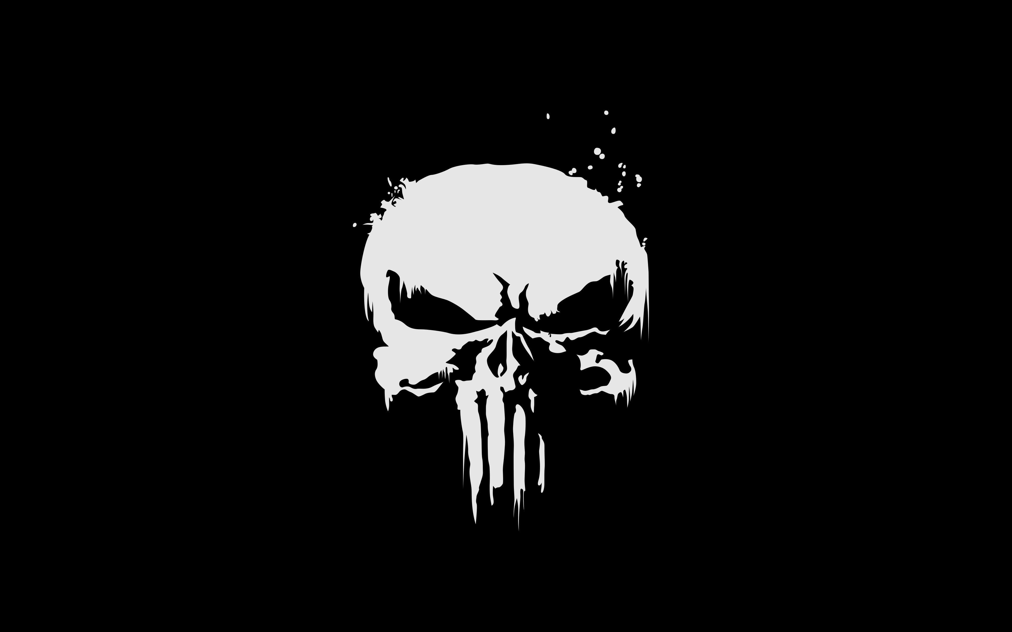 3840x2400 Download The Punisher, skull, minimal, superhero, dark wallpaper