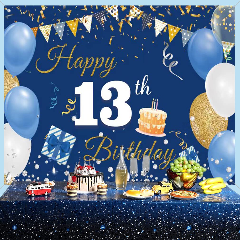 1010x1010 13th Birthday Decorations Happy 13th Birthday Background Banner For Boys Girls Happy 13 Years Old Fabric Sign Poster, Blue Photography Background 13th Birthday Party Supplies 59x35 Inch: Amazon.de: Toys