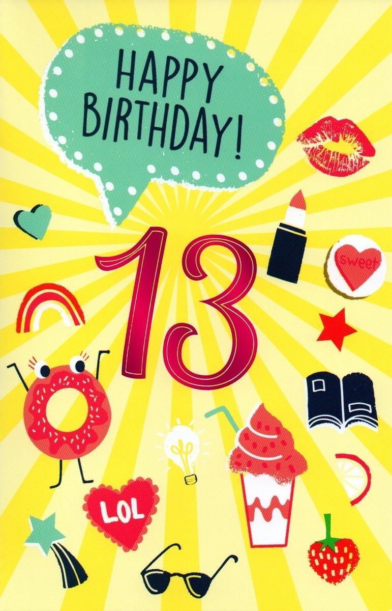 771x1200 Happy 13TH BIRTHDAY Card FOR SWEET FUNNY COOL 13 YEAR OLD