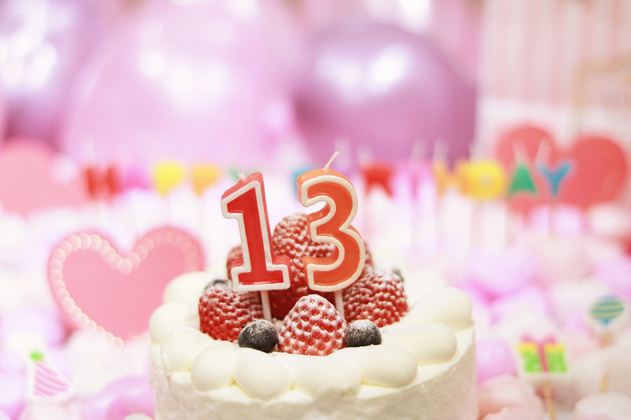 2048x1365 Stylish birthday image: Celebrate with a cute cake and candles 13th birthday edition Free image. Stylish and cute free : GIRLY DROP