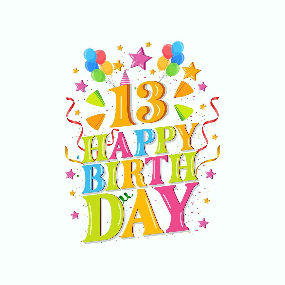 980x980 13th happy birthday logo with balloons, vector illustration design for birthday celebration, greeting card and invitation card