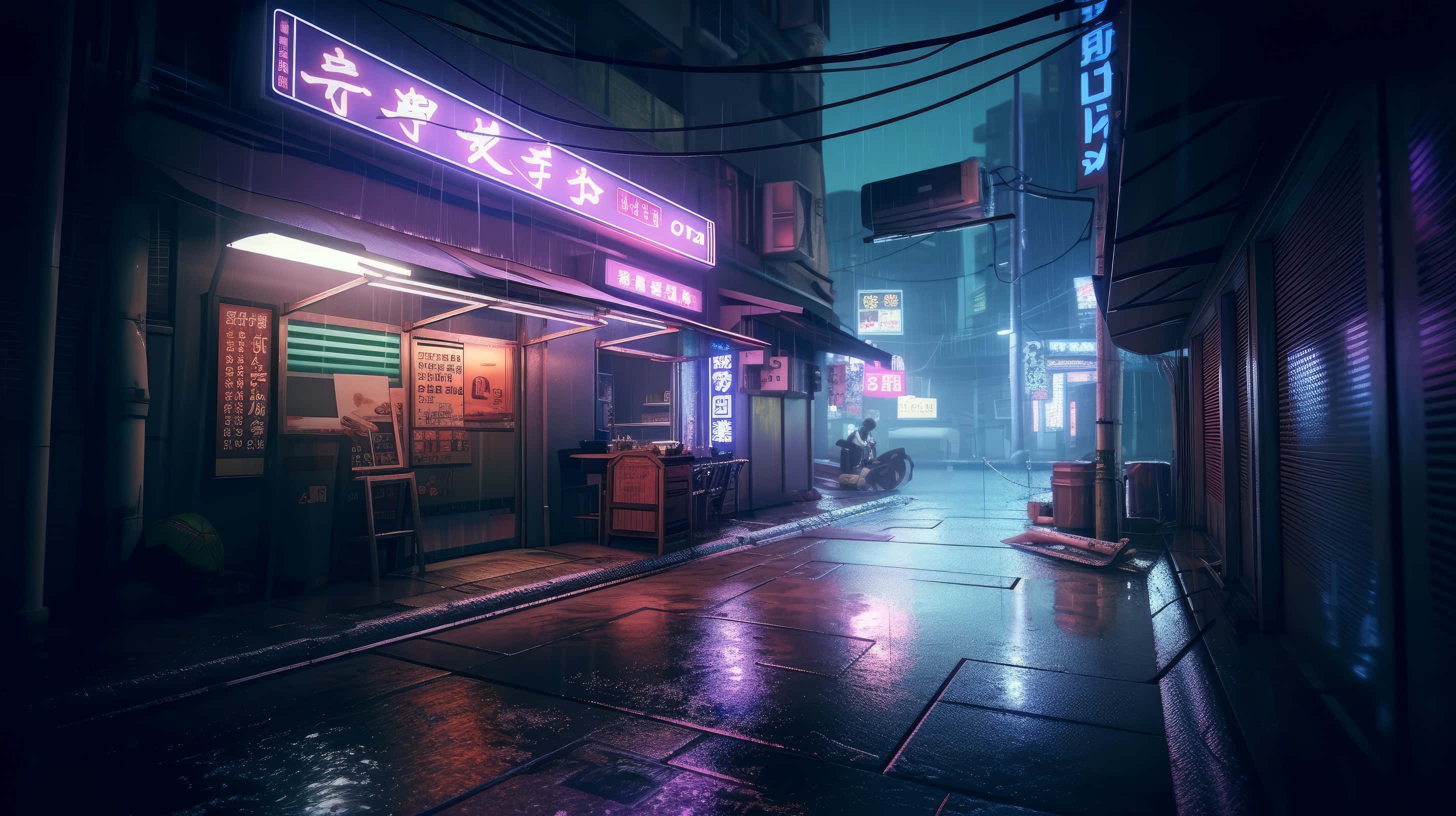 2912x1632 Neon Street Wallpaper