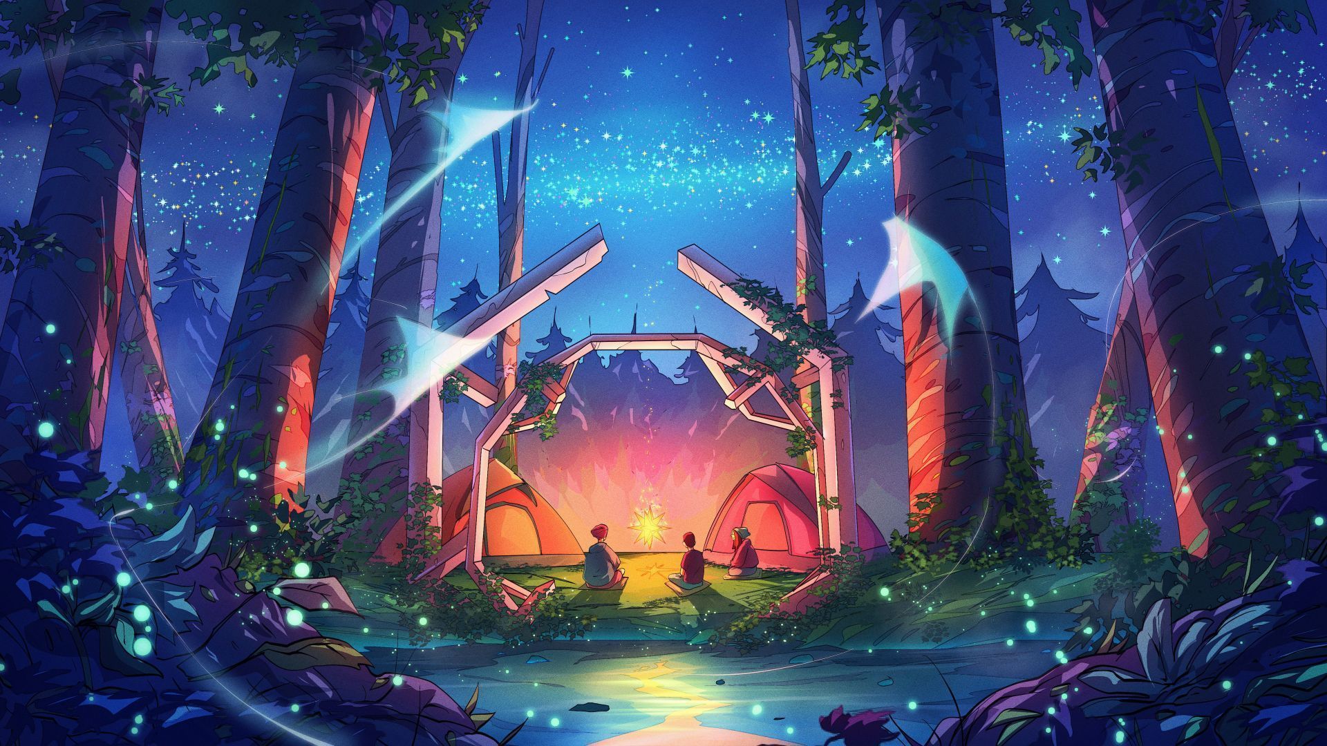 1920x1080 Camping Art Wallpaper, HD Camping Art Background
